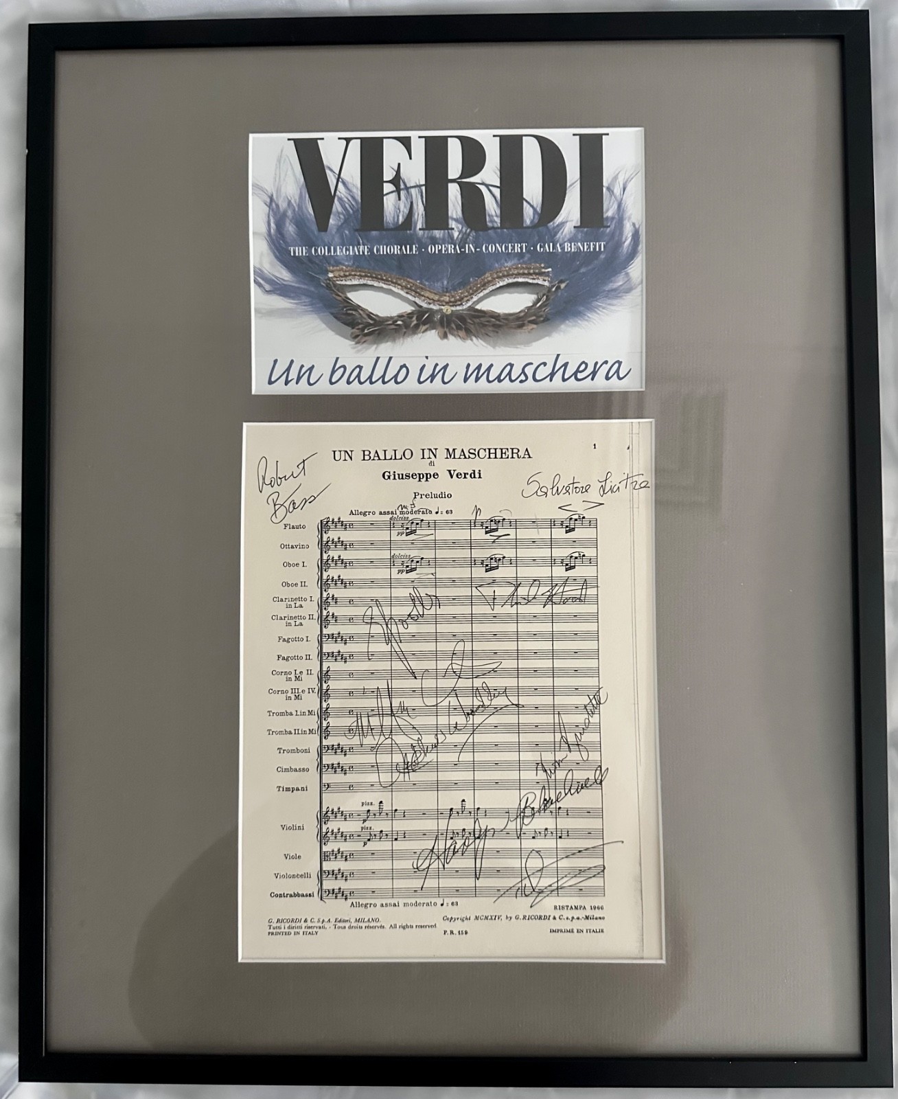 2004 Verdi Un Ballo in Maschera Framed cast Signed Score Carnegie Hall Opera