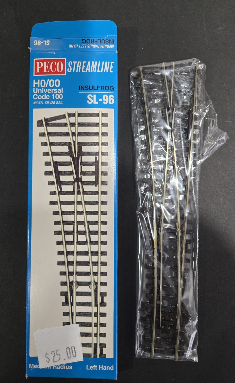 Ho Scale Peco SL-96 Code 100 Insulfrog Medium Radius Left Turnout