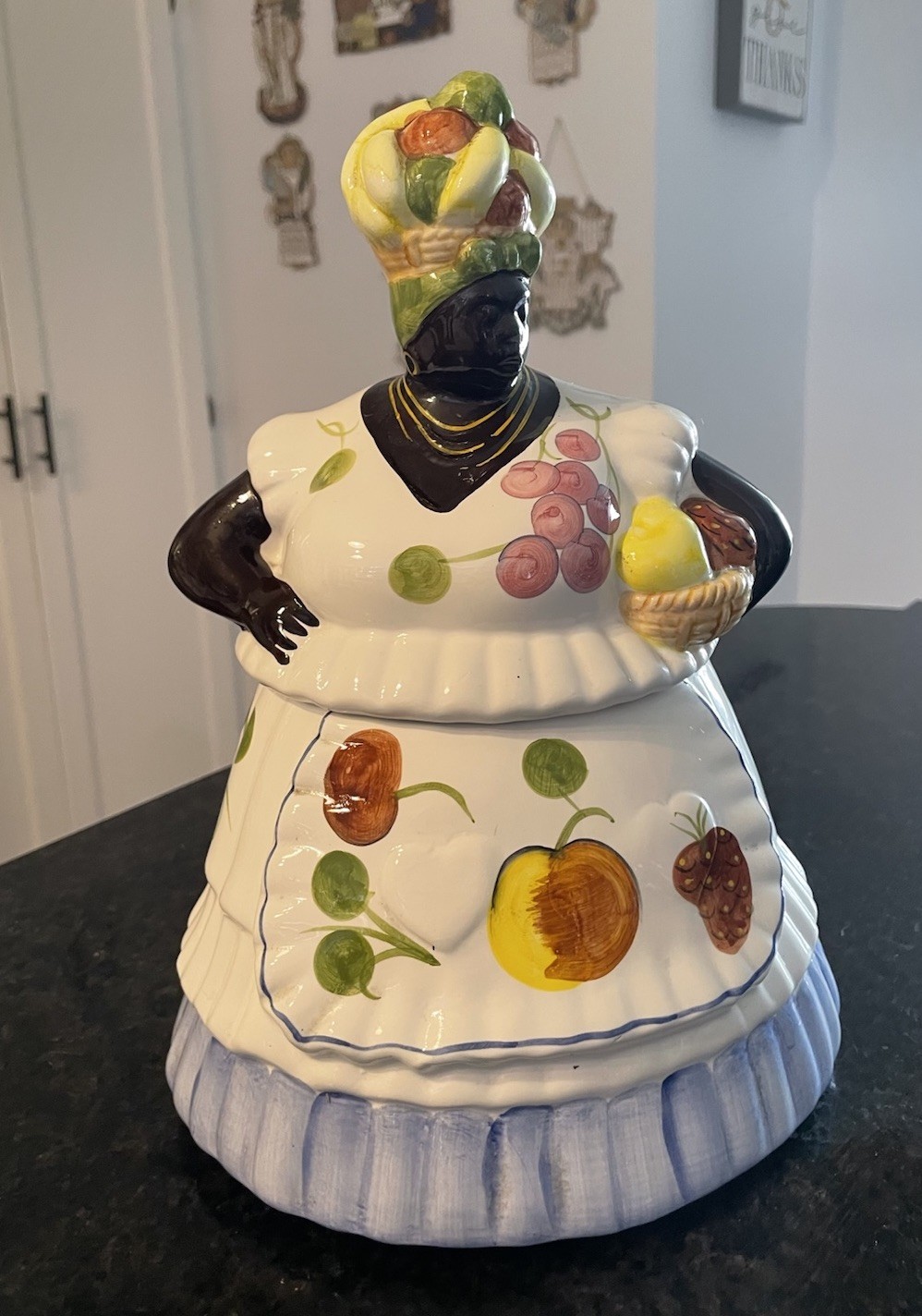Vintage Jamaican/ Caribbean Fruit Peddler Cookie Jar~ Fruit On Head~ RARE Vintage Jamaican/ Caribbean Fruit Peddler Cookie Jar~ Fruit On Head~ RARE