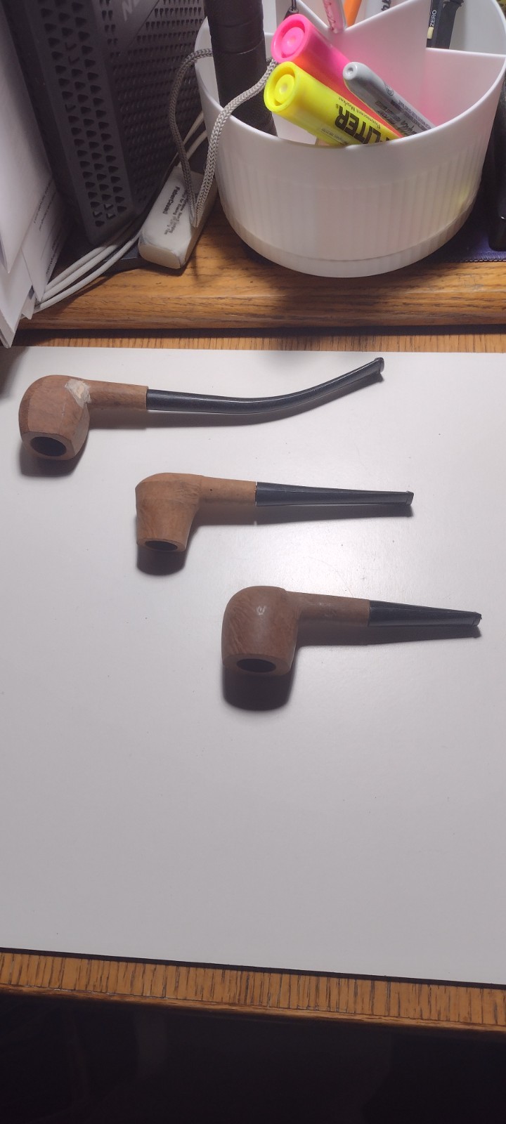 Smoking Pipes unfinished, unsmoked lot of 3 briar smoke ready pipes c14