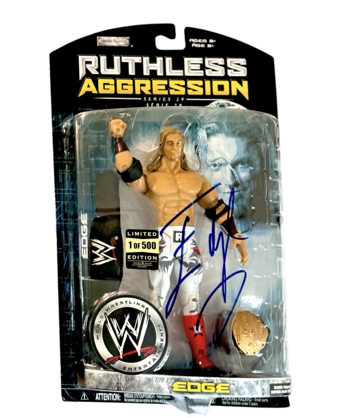 WWE EDGE SIGNED 1 OF 500 RUTHLESS AGGRESSION 29 TOY WITH LEATHER BELT VERY RARE