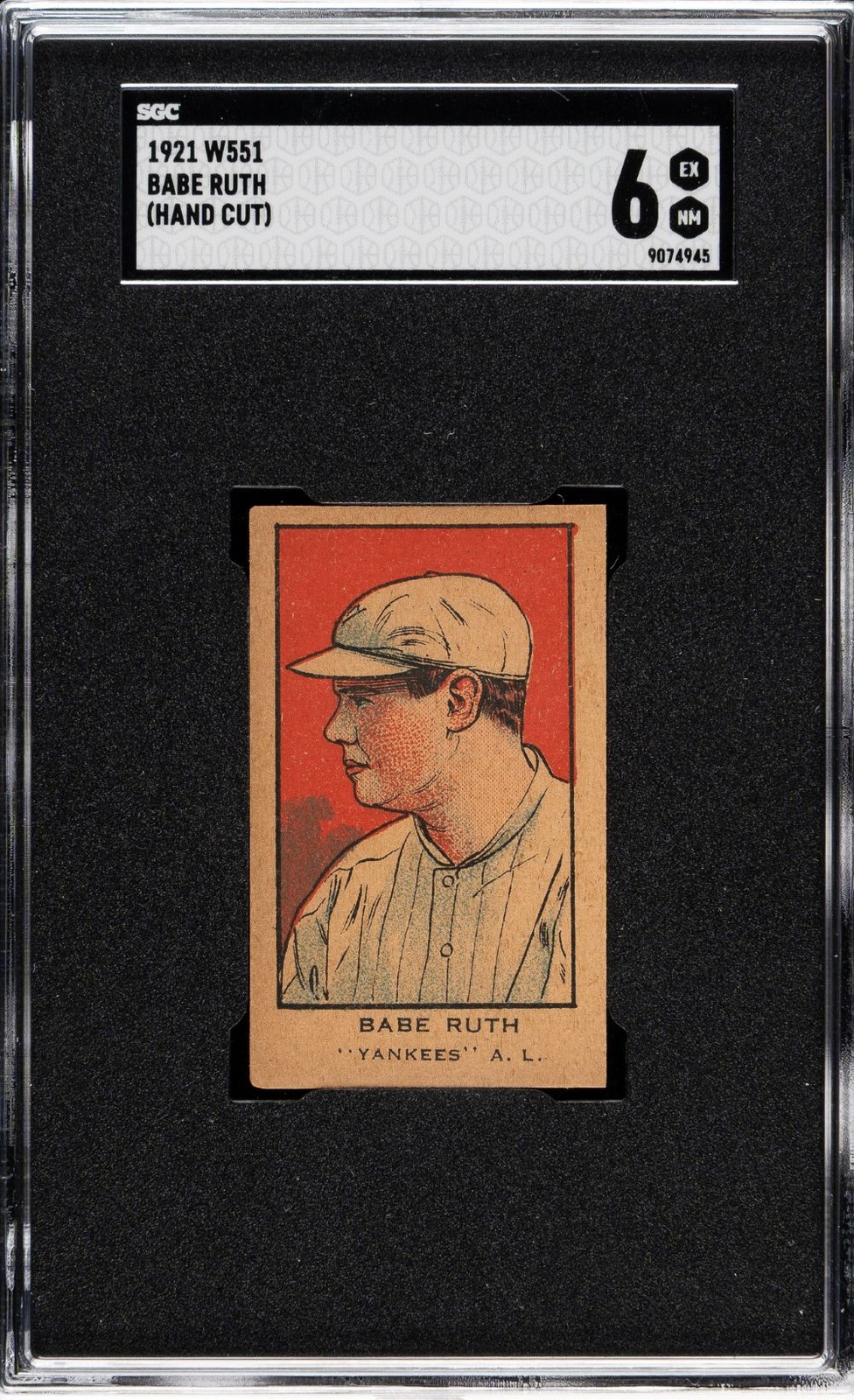 1921 W551 Babe Ruth New York Yankees Trading Card SGC EX/NM 6