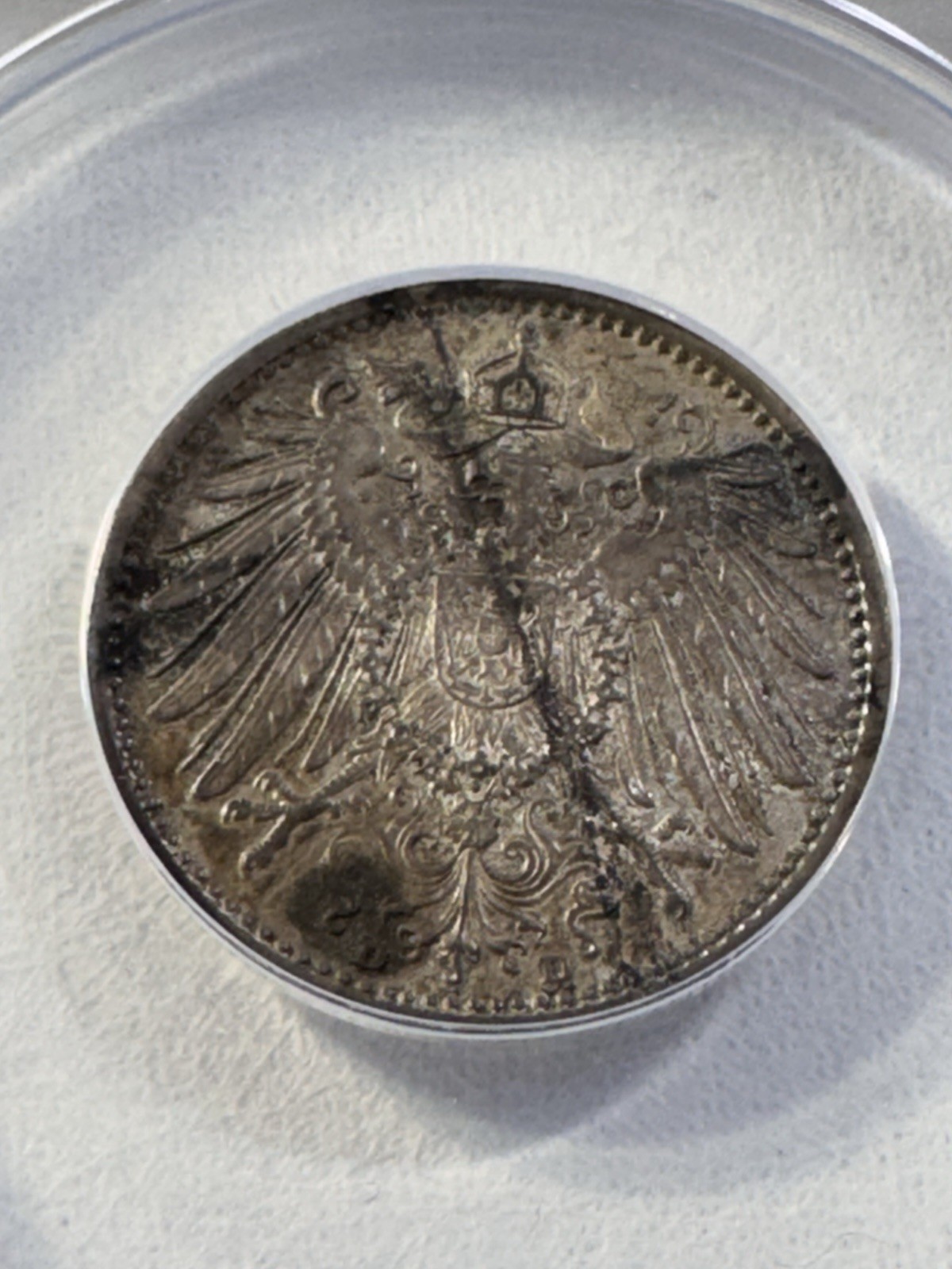 1912-D Germany Empire 1 Mark Graded MS 60 Details Corroded by ANACS Low Mintage