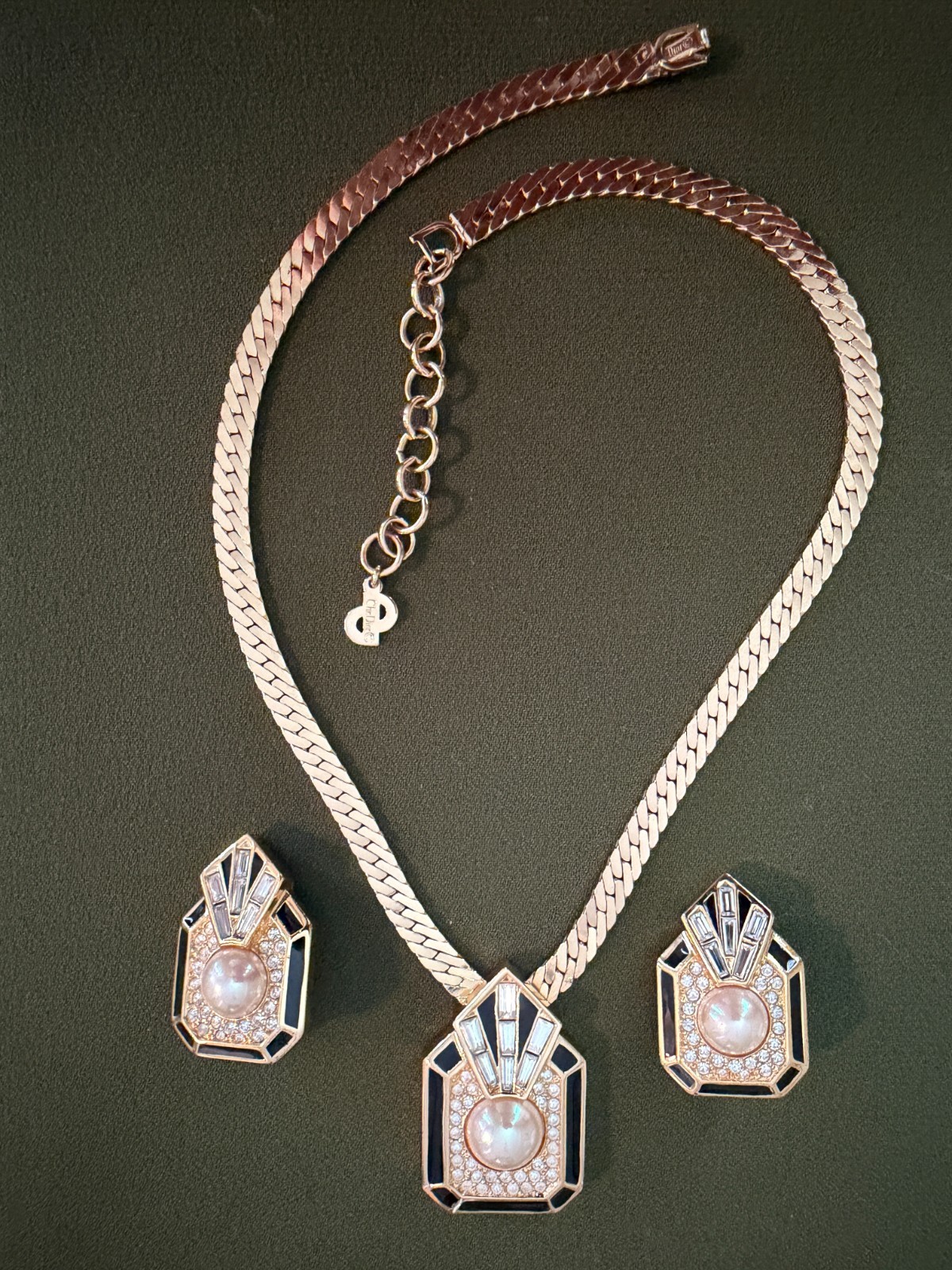 Christian Dior Jewelry-3 pc Set-Vintage- Costume Gold Finish-Excellent Condition