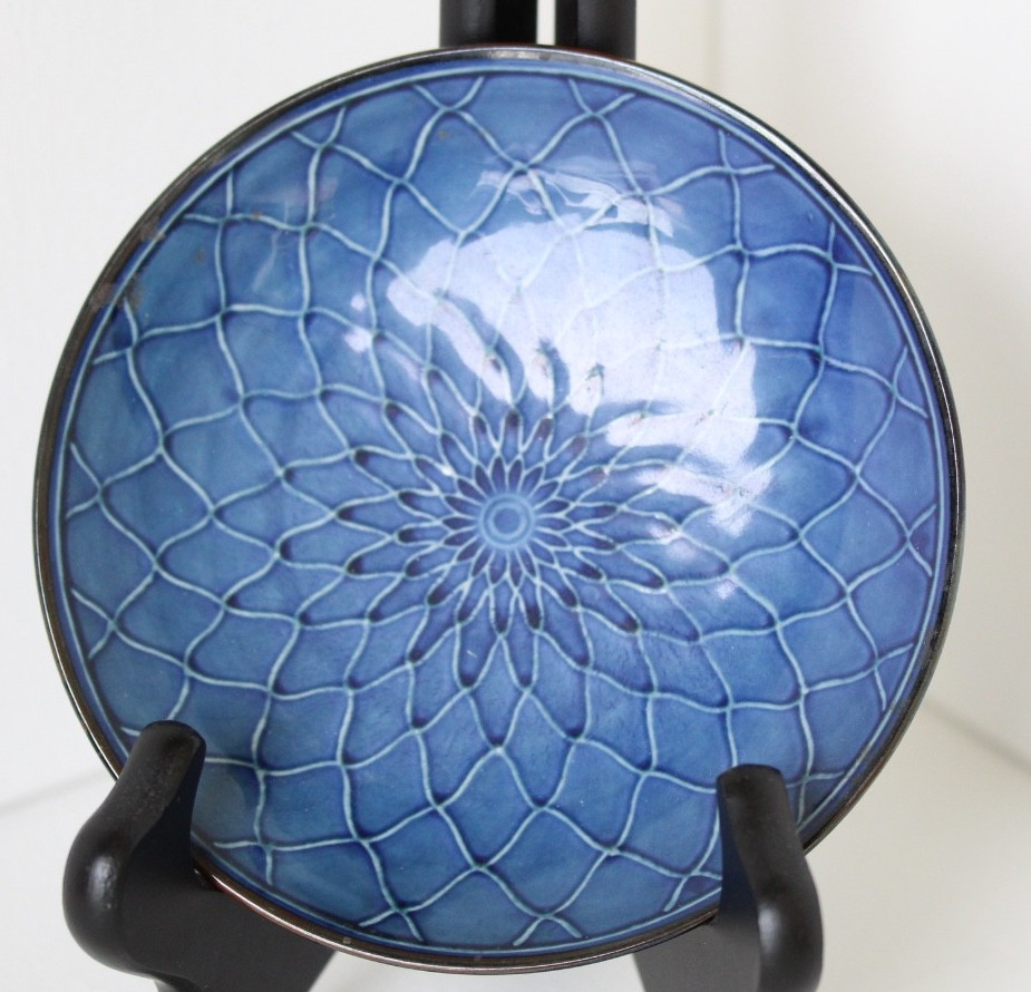 Plate Home Decor Japanese Arita Blue Fishnet Pattern Tetsusaburo kiln