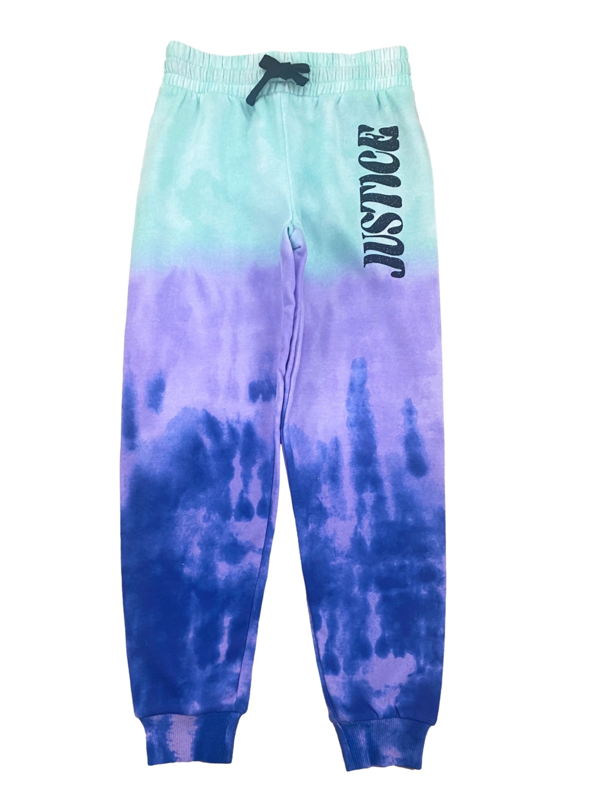 Justice Girls Purple Blue Tie Dye Fleece Jogger Pants Sweatpants Sweats