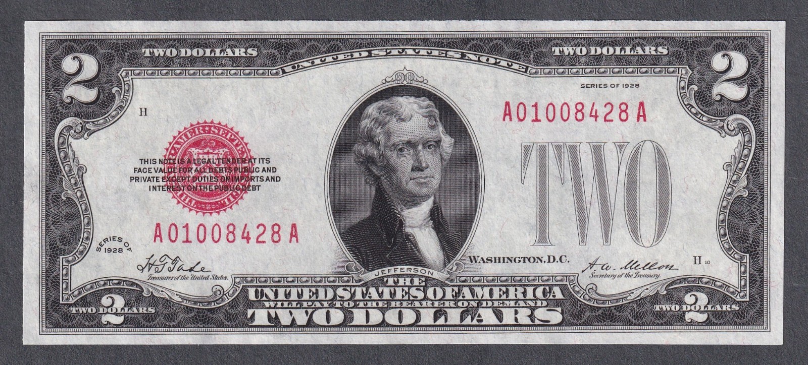 1928 $2 CRISP AU+ United States Note 1928 $2 CRISP AU+ United States Note