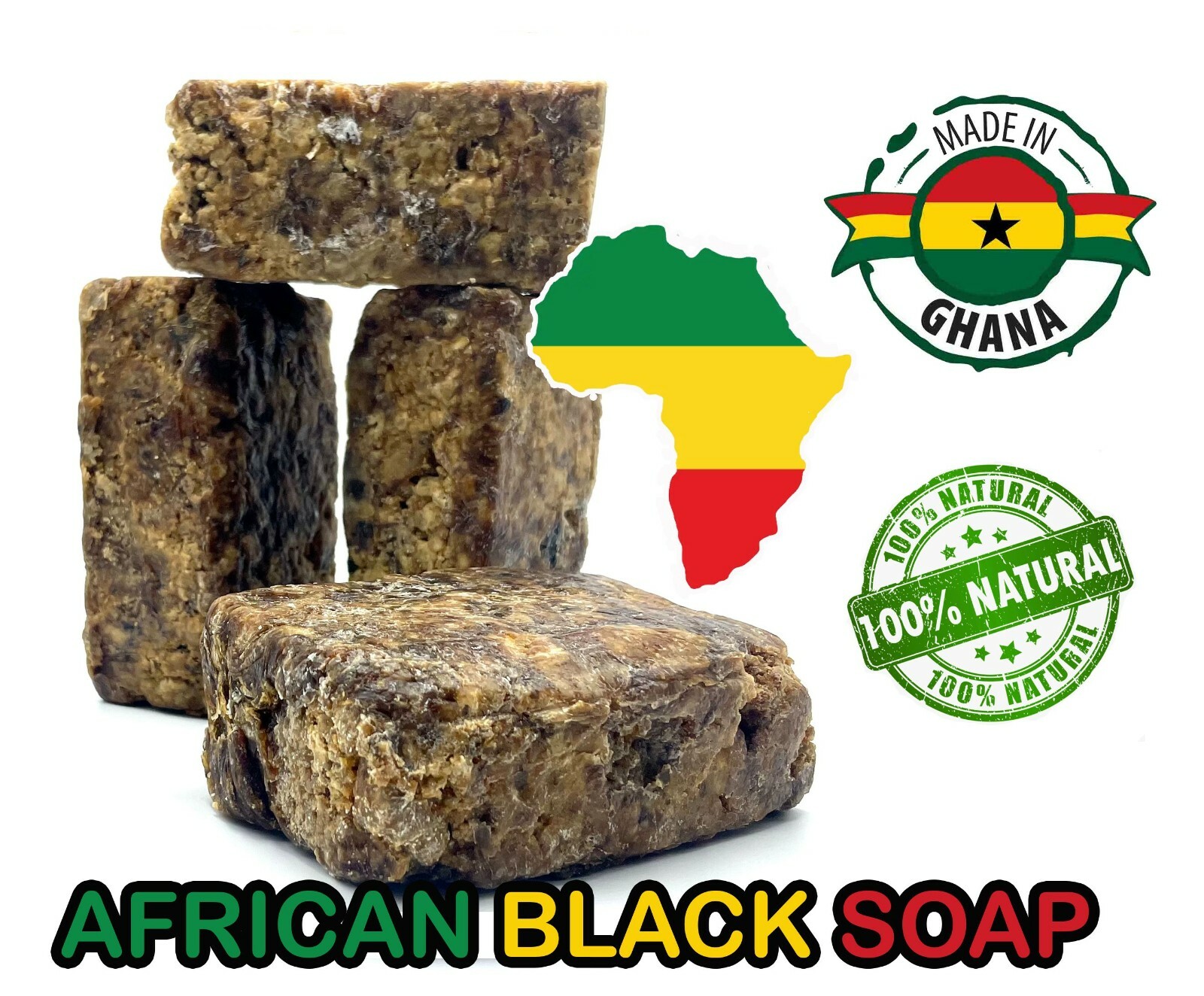 LEMON AFRICAN BLACK SOAP Organic GHANA Handmade Premium Quality CHOOSE your SIZE