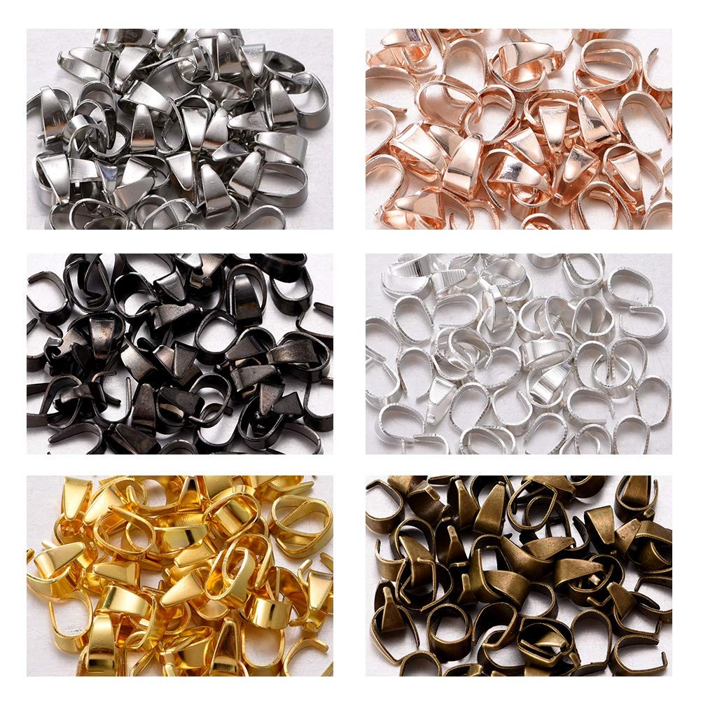 300pcs Mixed Metal Pinch Clip Clasp Bail Finish Necklace Clasps Pendant Clasp...