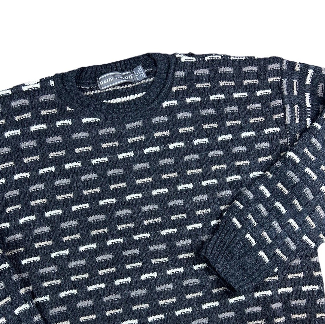 Vintage David Taylor Sweater Mens 3d Knit Coogi Style Print Pullover Crewneck M Vintage David Taylor Sweater Mens 3d Knit Coogi Style Print Pullover Crewneck M
