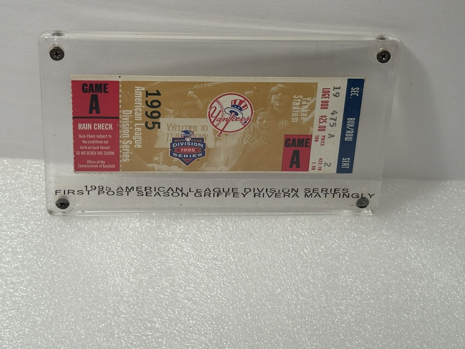 1995 ALDS Game A VINTAGE Ticket NY Yankees v. Mariners Griffey JR  Playoff Debut