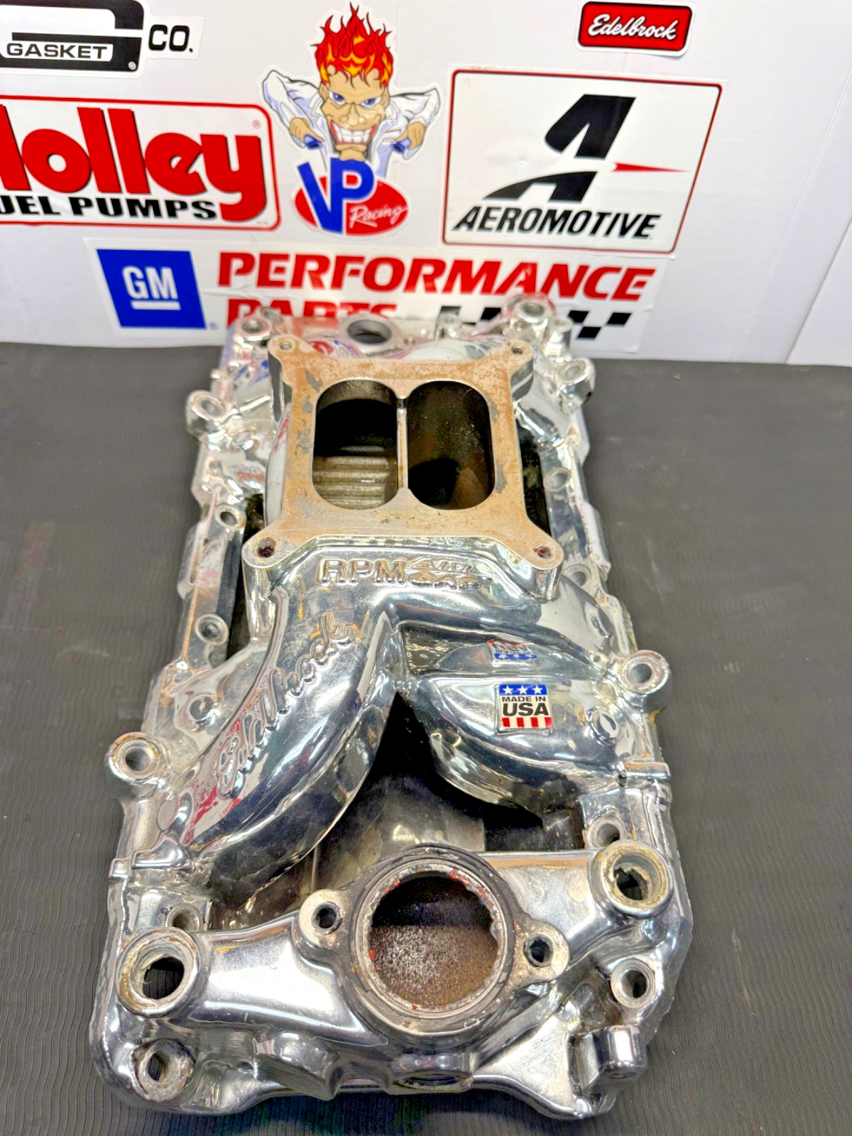 EDELBROCK RPM AIR-GAP INTAKE MANIFOLD BIG BLOCK CHEVY 396-502 OVAL PORT CHROME