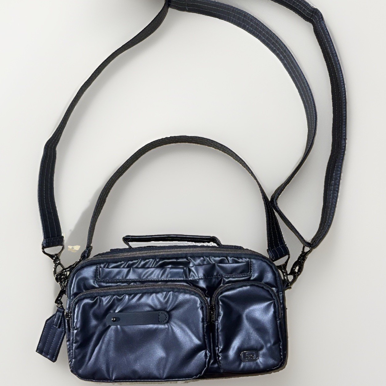 Lug Crossbody Switcheroo SE Convertible Handbag 2 Straps Metallic Indigo Blue