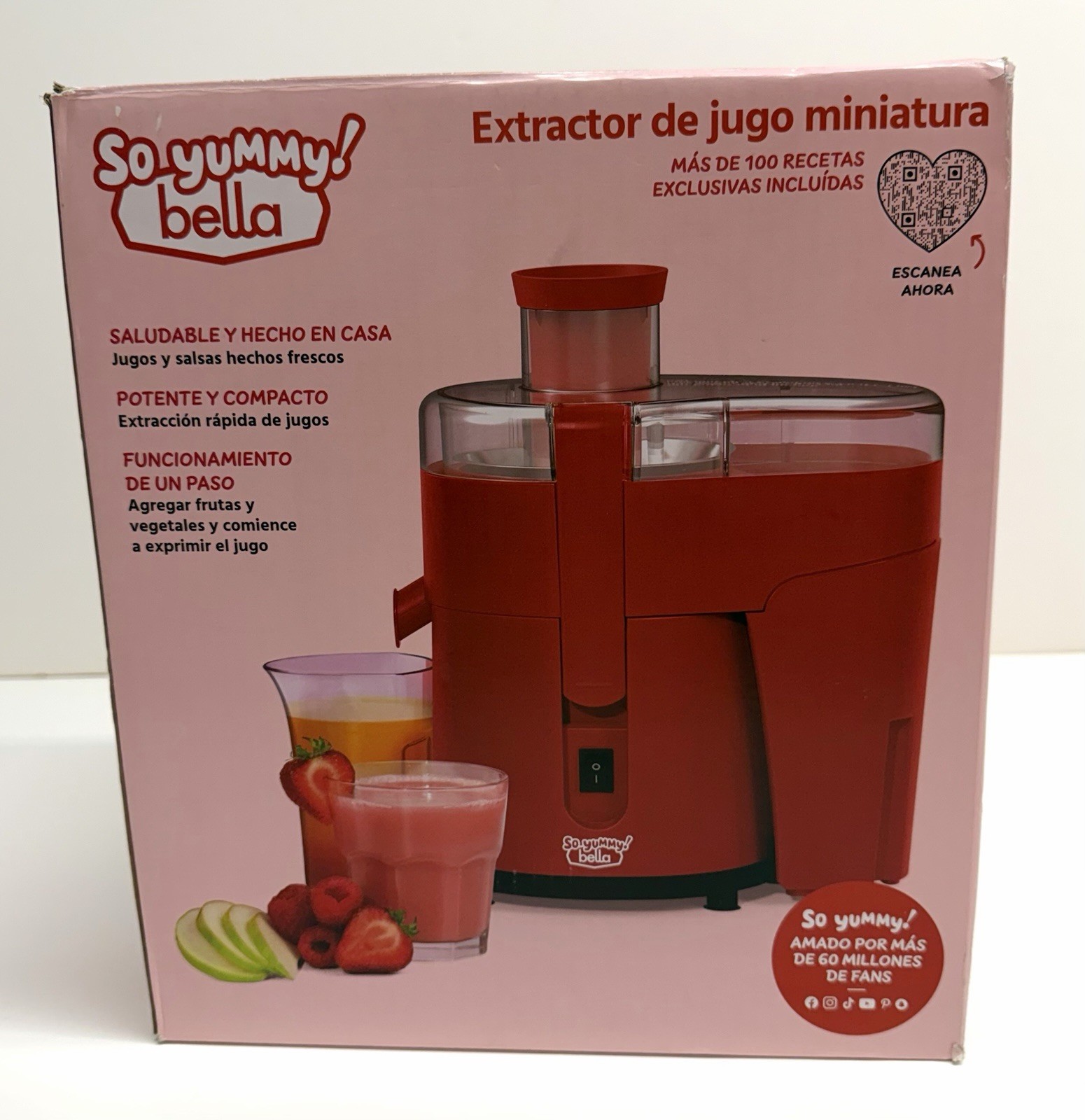 Bella So Yummy Mini Juicer Red Open Box Complete Fruit Vegetable Juice Maker