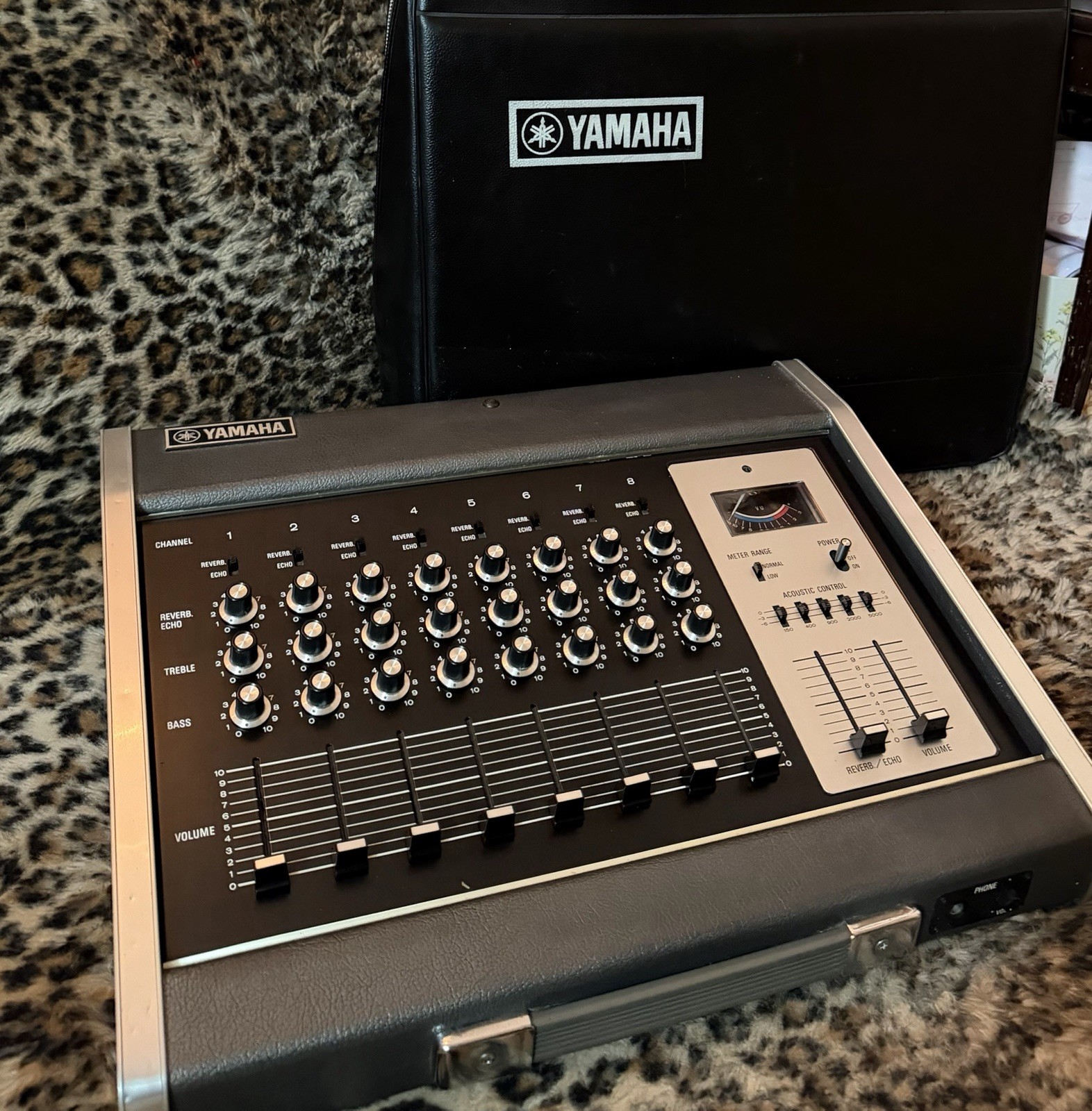 Vintage 1970’s Yamaha PM-200 Spring Reverb EQ Mixer Amp Orig Leather Case - Mint