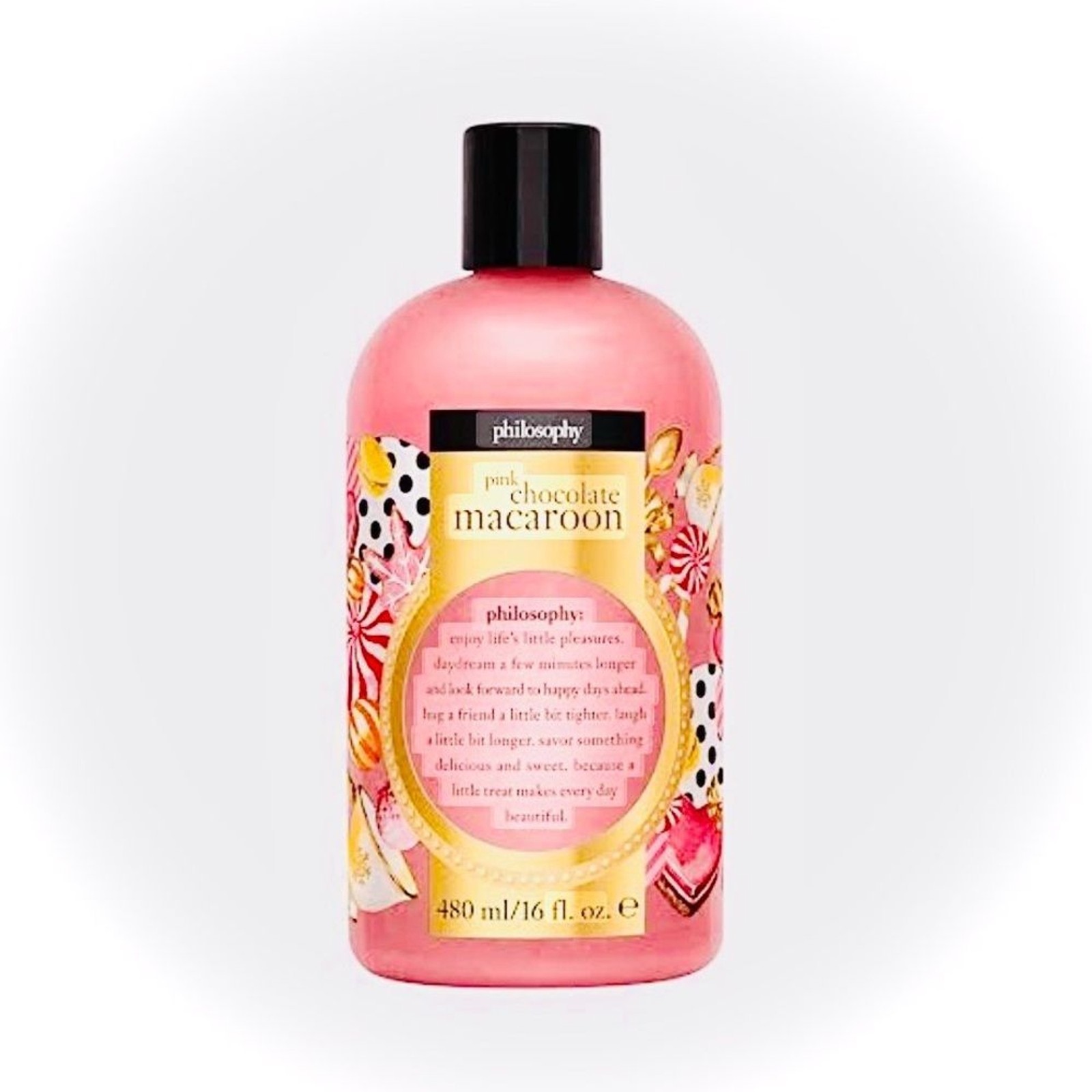 PHILOSOPHY Shampoo & Body Wash, Pink Chocolate Macaroon, Large 16 oz. NEW COS-1 PHILOSOPHY Shampoo & Body Wash, Pink Chocolate Macaroon, Large 16 oz. NEW COS-1