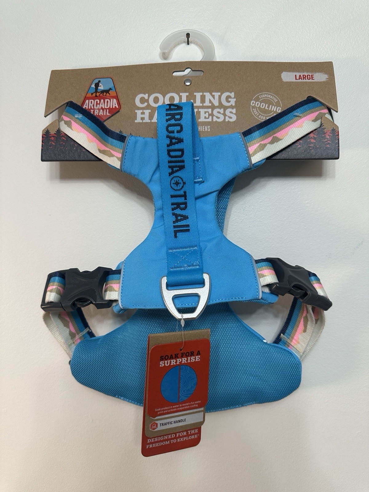 Arcadia Trail Cooling Dog Harness Size Large Blue Hiking Outdoor Adventure Vest