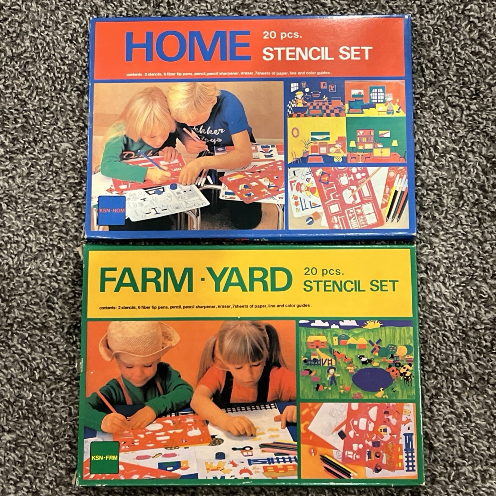 Vintage “Home” & “Farm-Yard” Stencil Set(s) NOS Complete/Open Box