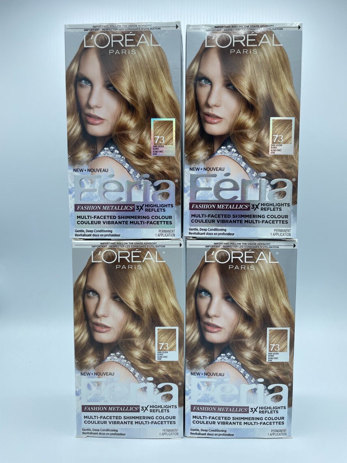 4 x L’oreal Paris Feria Dark Golden Blonde 73 3x Highlights Hair Color 4 x L’oreal Paris Feria Dark Golden Blonde 73 3x Highlights Hair Color