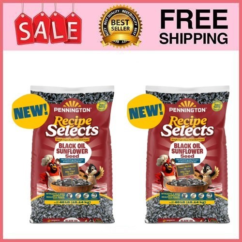 2 Bag Pennington Selects Black Oil Sunflower Seed Dry Bird Food, 40 lb Bag