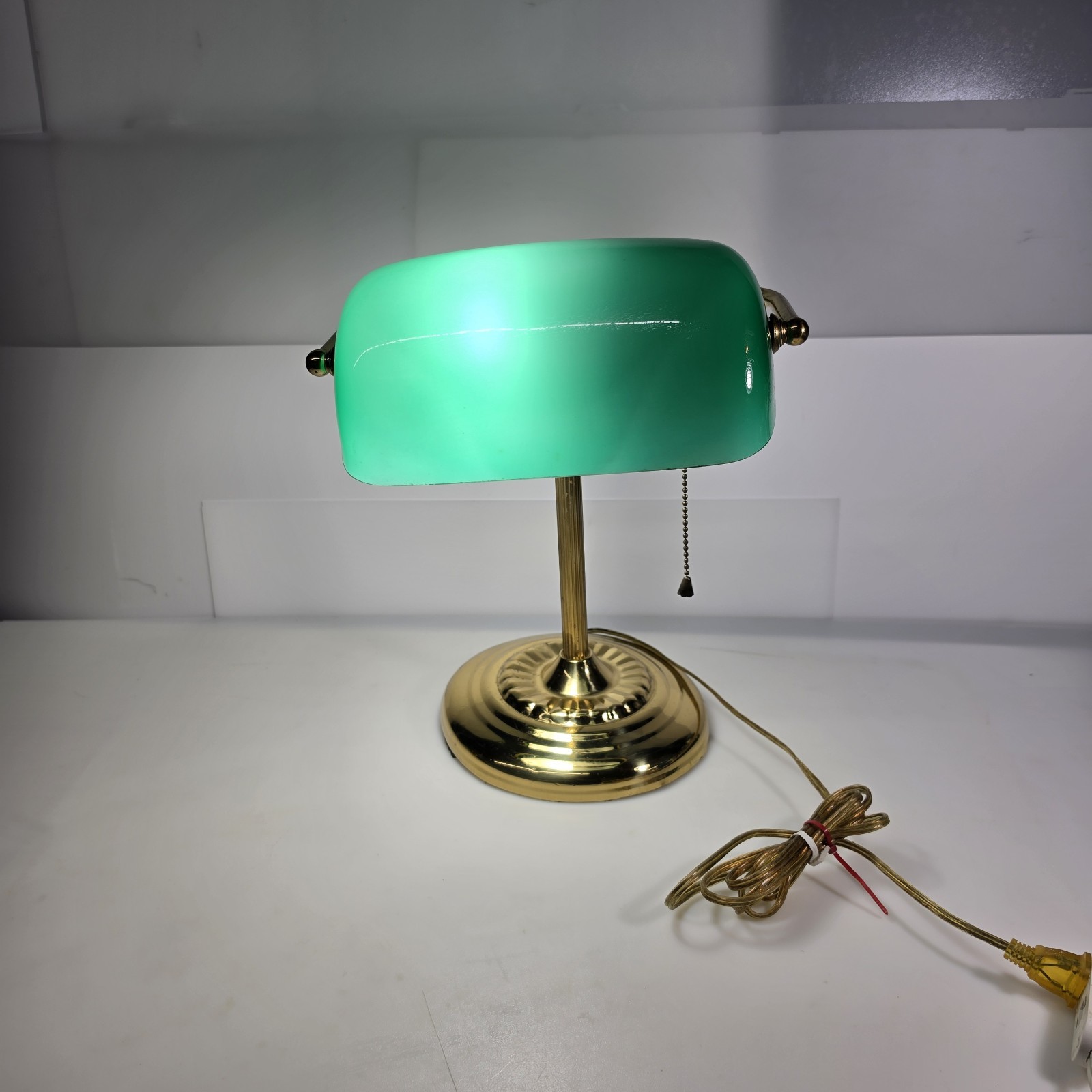Vintage Bankers Lamp Emeralite Green Glass Shade Brass Base Desk Office Light Vintage Bankers Lamp Emeralite Green Glass Shade Brass Base Desk Office Light