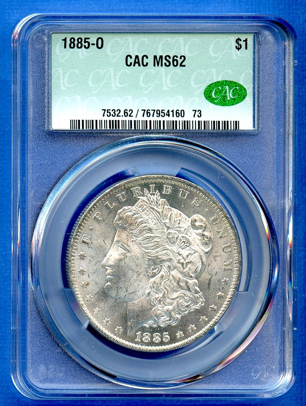 1885 O CACG MS62 Morgan Silver Dollar $1 US Mint Coin 1885-O MS-62 CAC