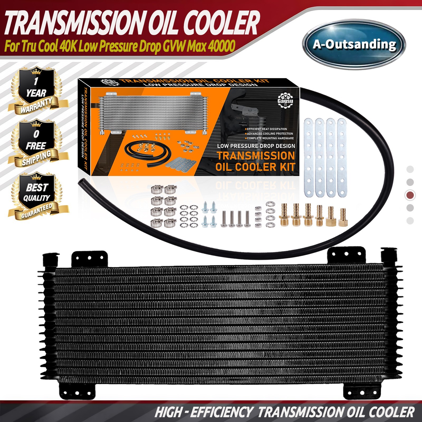 LPD47391 For Low Pressure Drop 40k Transmission Oil Cooler Kit GVW Max40K(Black)