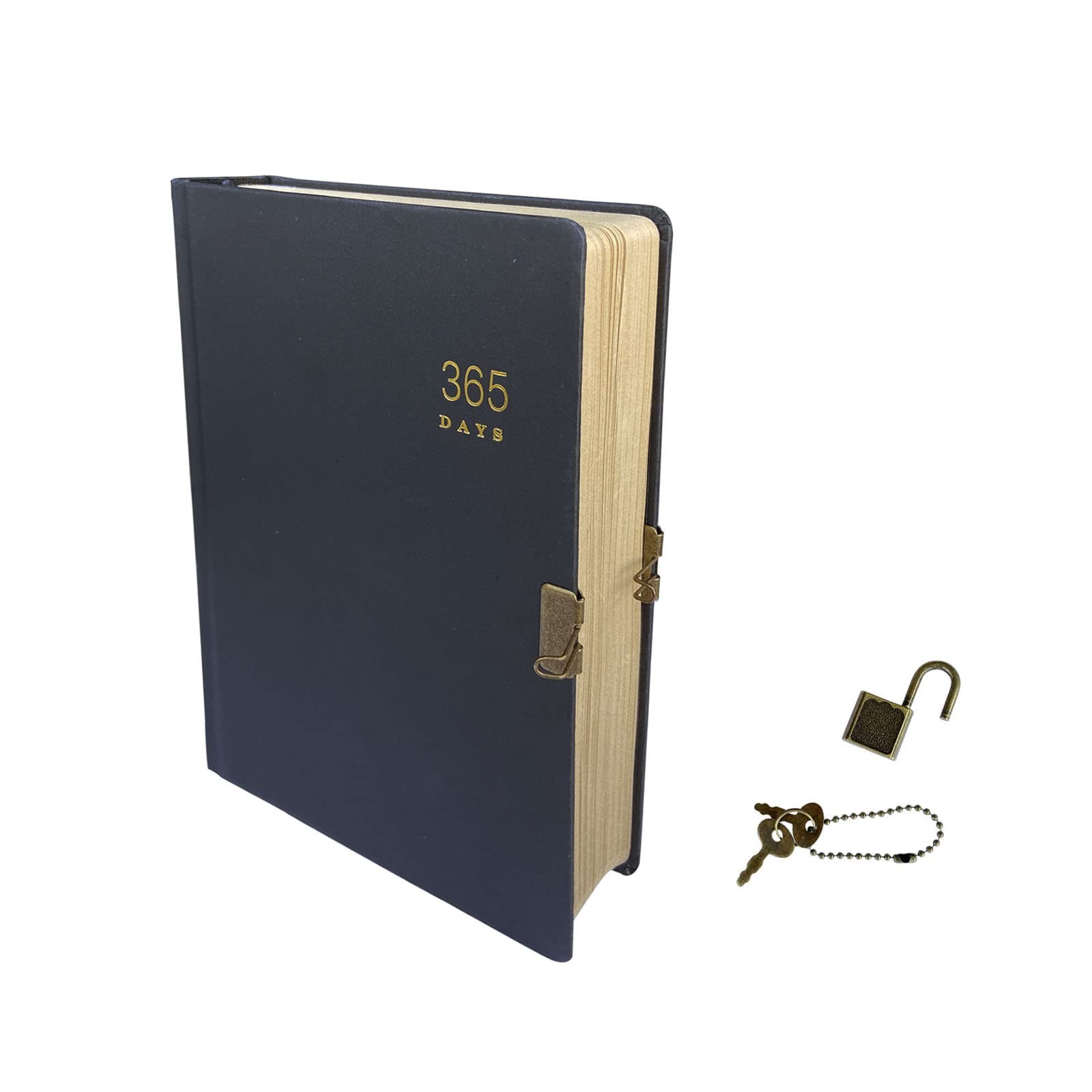 XIAMUY Vintage 365 Journal With Lock And Key, A5 Blank Page Diary A5, black 