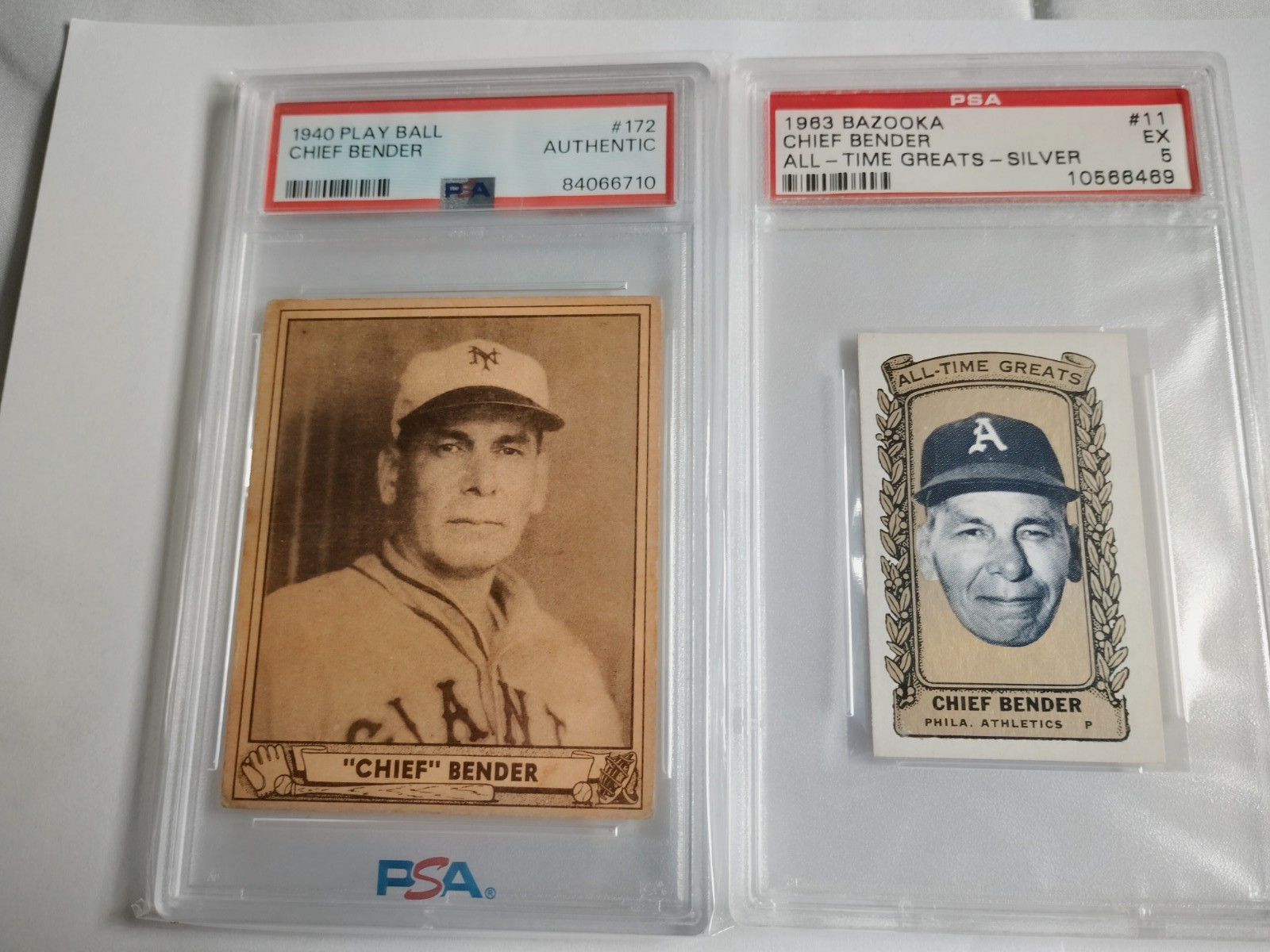 1940 Play Ball - Chief Bender #172 & 1963 Bazooka 1940 Play Ball - Chief Bender #172 & 1963 Bazooka