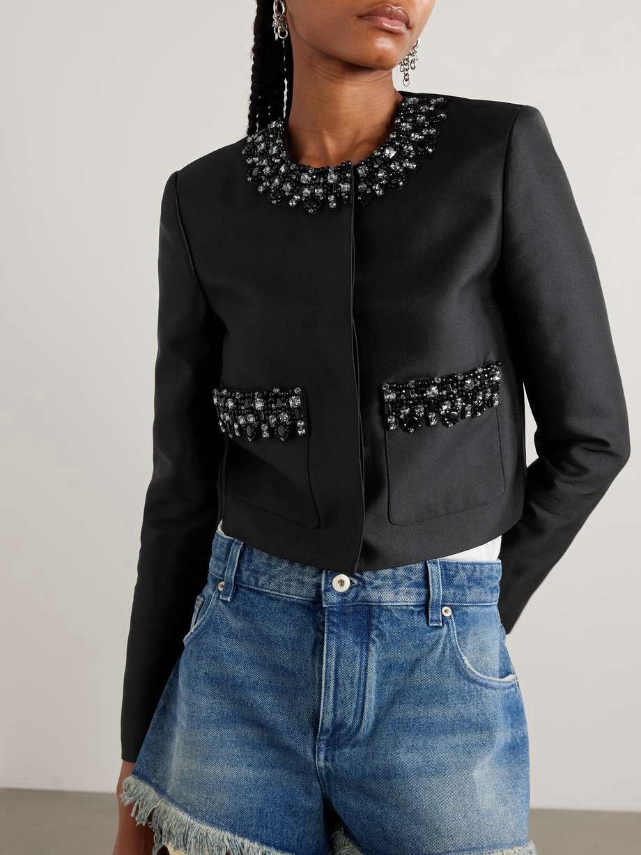 Self Portrait TAFFETA EMBELLISHED TRIM JACKET $675 Size US 8