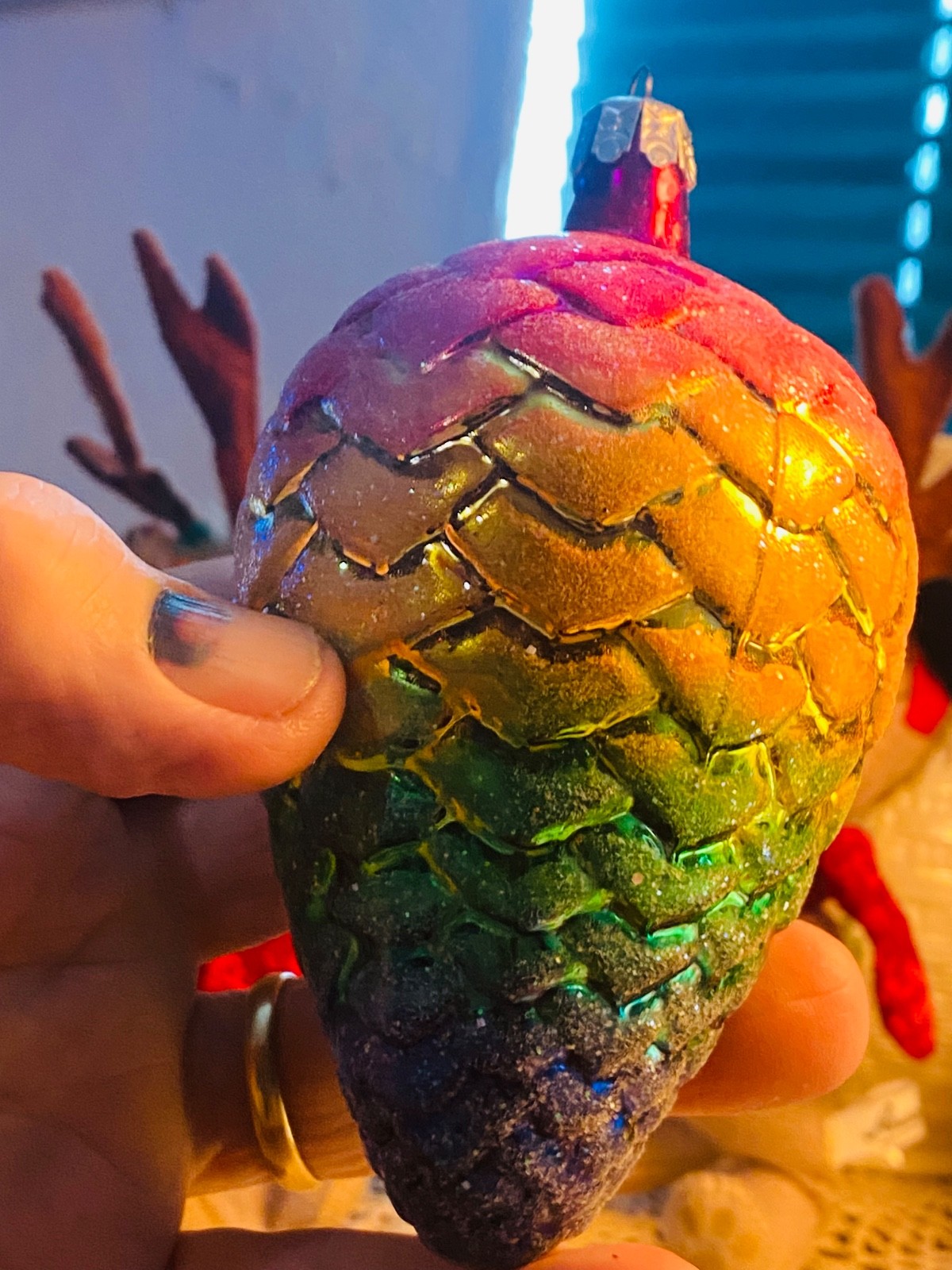 Christopher  Radko Rainbow ''Pine cone'Ornament-rare