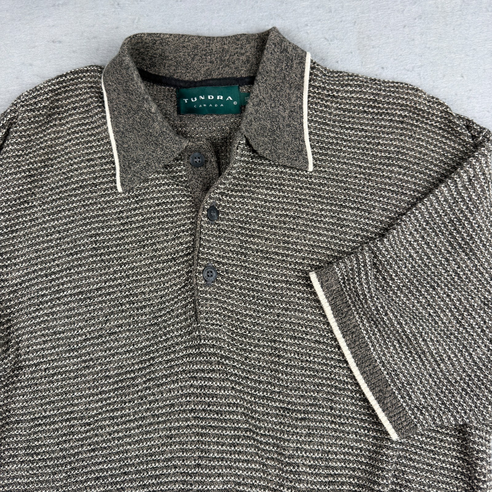Vintage Tundra Canada Polo Shirt Mens XL Knitted Drop Shoulder Golf Baggy 90s Vintage Tundra Canada Polo Shirt Mens XL Knitted Drop Shoulder Golf Baggy 90s