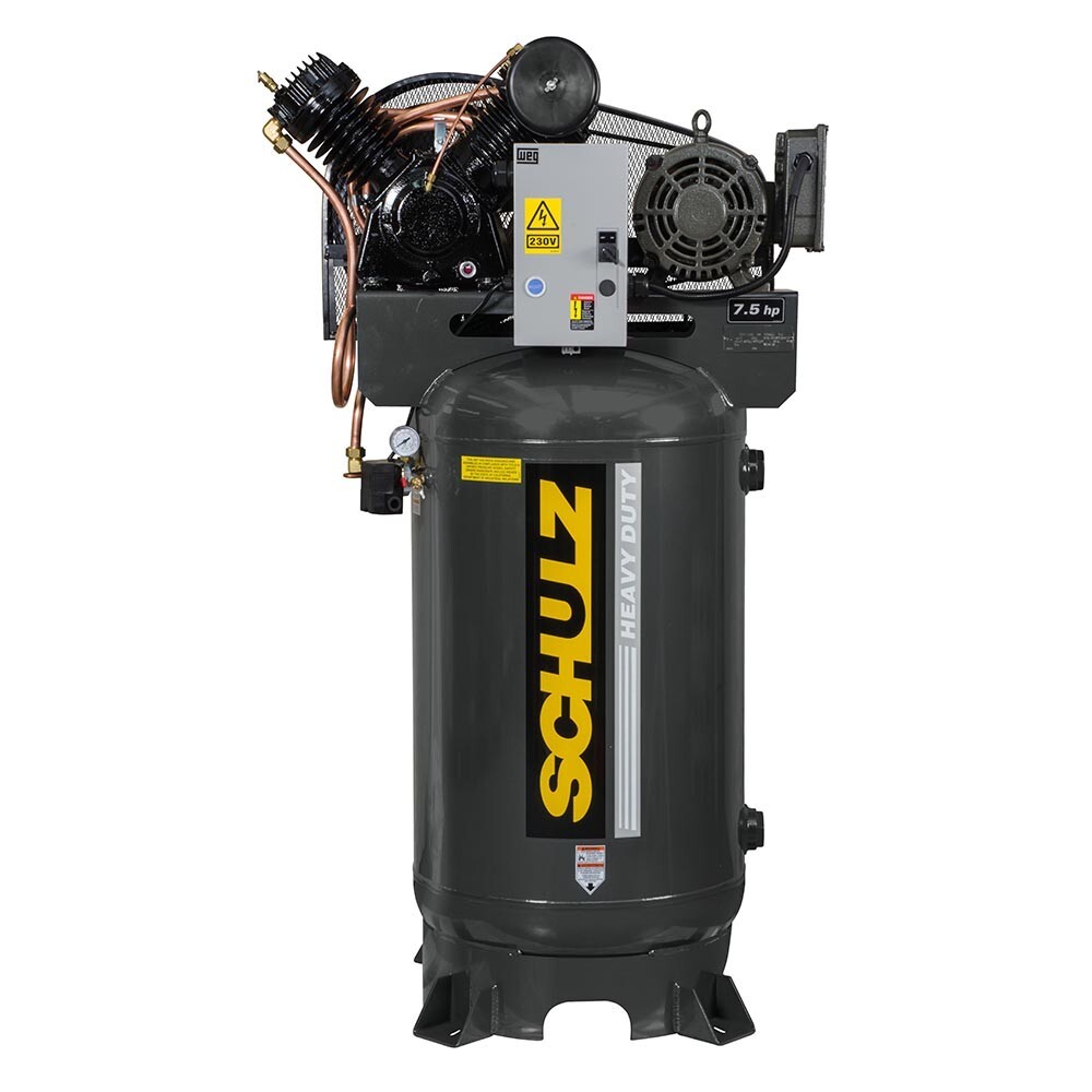SCHULZ 7.5 HP Stationary Air Compressor, 80 Gallon Vertical, 230V, 3 PH