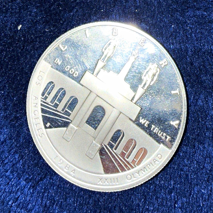 1984-S Los Angeles Olympics $1 Proof Silver/Clad Coin 0.9 Fine KM#220