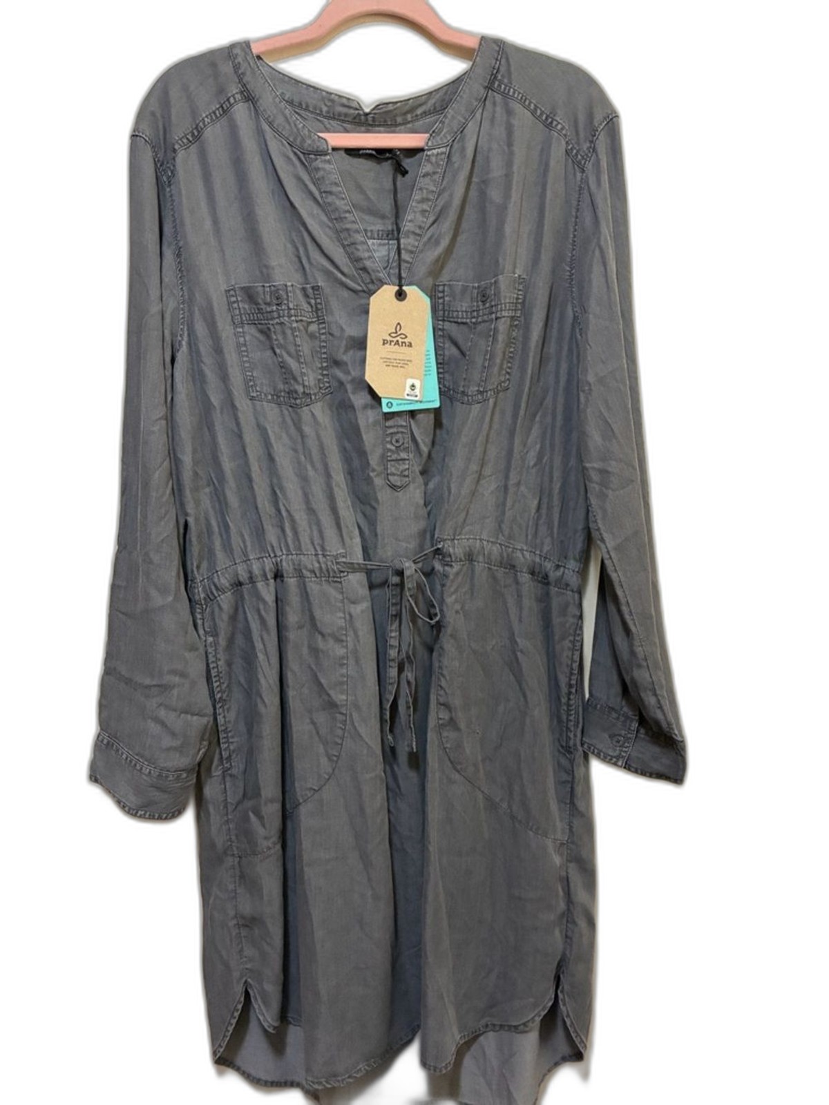 Prana Abbey Shirt Dress Grey Tencel size xl NWT Prana Abbey Shirt Dress Grey Tencel size xl NWT