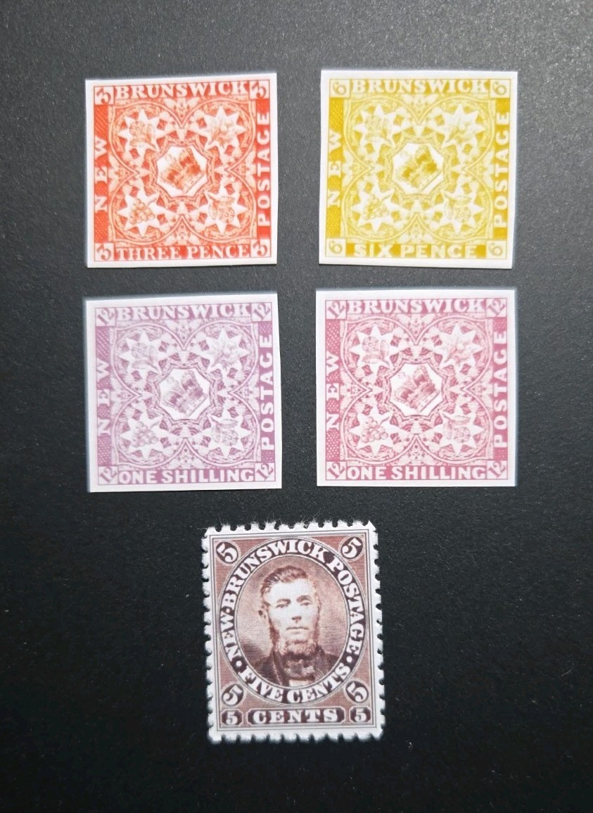 New Brunswick Stamp #1-5 1851 Replica Stamp Album Place Holders Set Canada