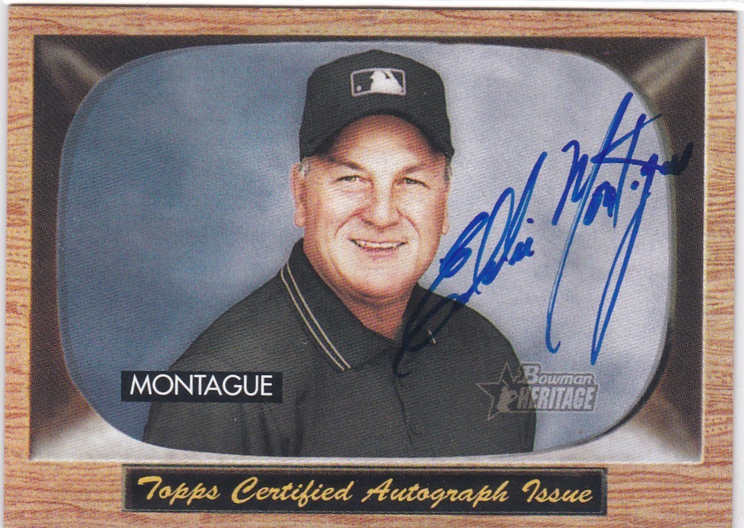 2004 Bowman Heritage Signs of Authority Ed Montague #SA-EM Umpire RC Auto