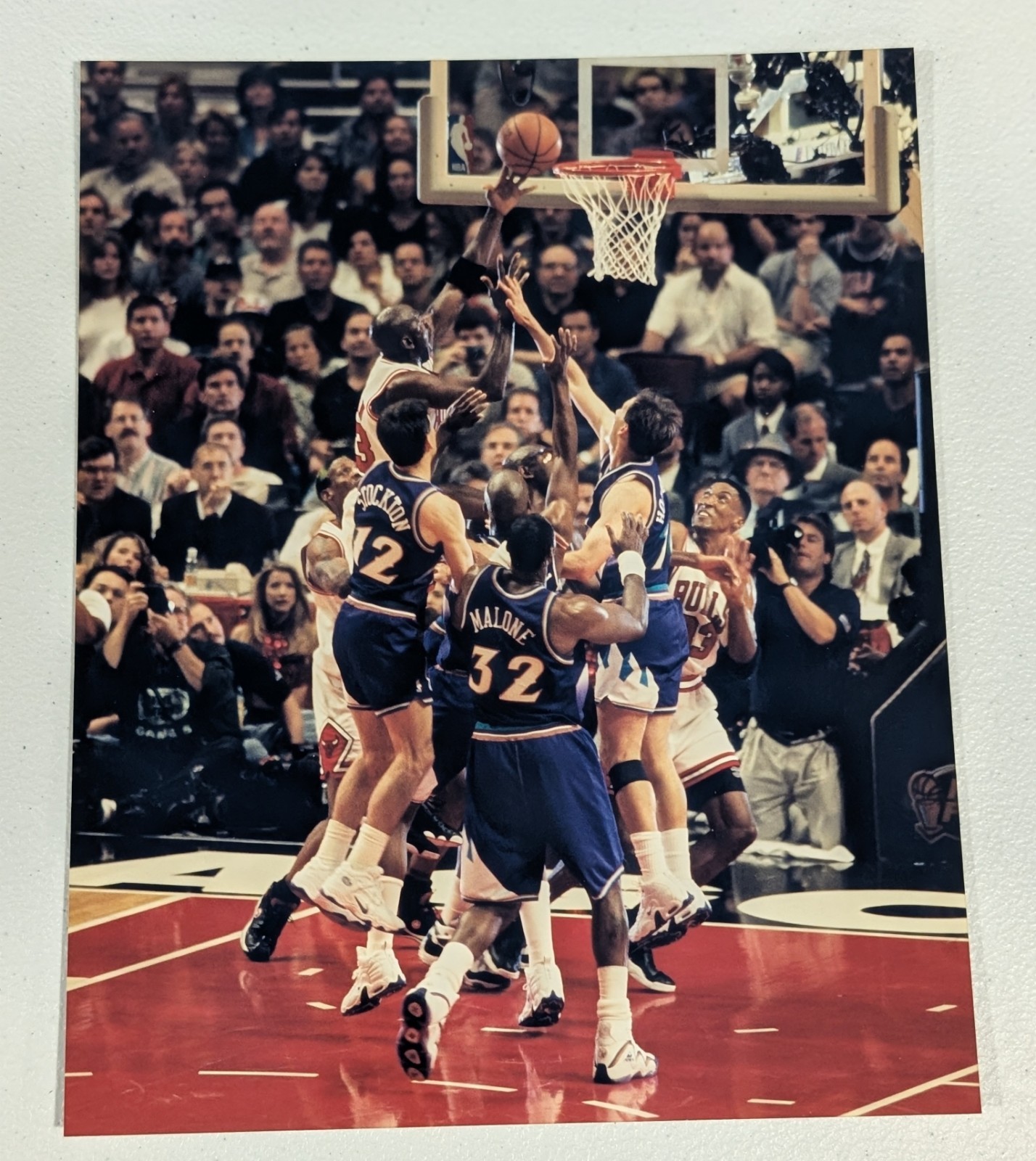 Undated press photo - Michael Jordan drives for two on Utah Jazz - 8x10 