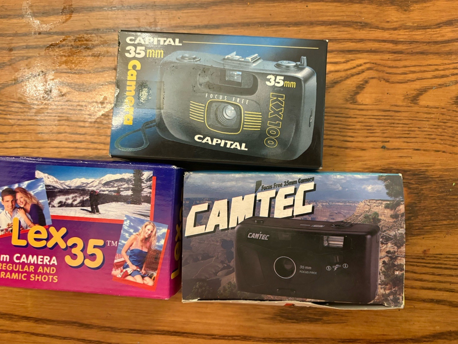 3 VINTAGE 35mm Cameras Lex 35, Camtec PC355, Capital KX100 II New - Lot Of 3
