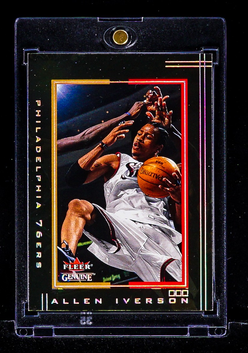 Allen Iverson RARE FLEER GENUINE HARDWOOD ICON CARD PHILADELPHIA 76ERS MVP HOF