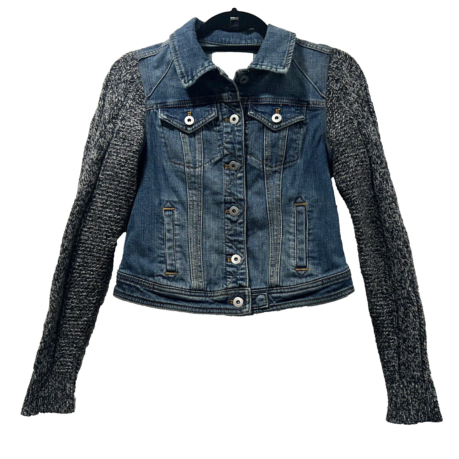 Anthropologie PILCRO Sweater-Sleeved Denim Jacket Size xS