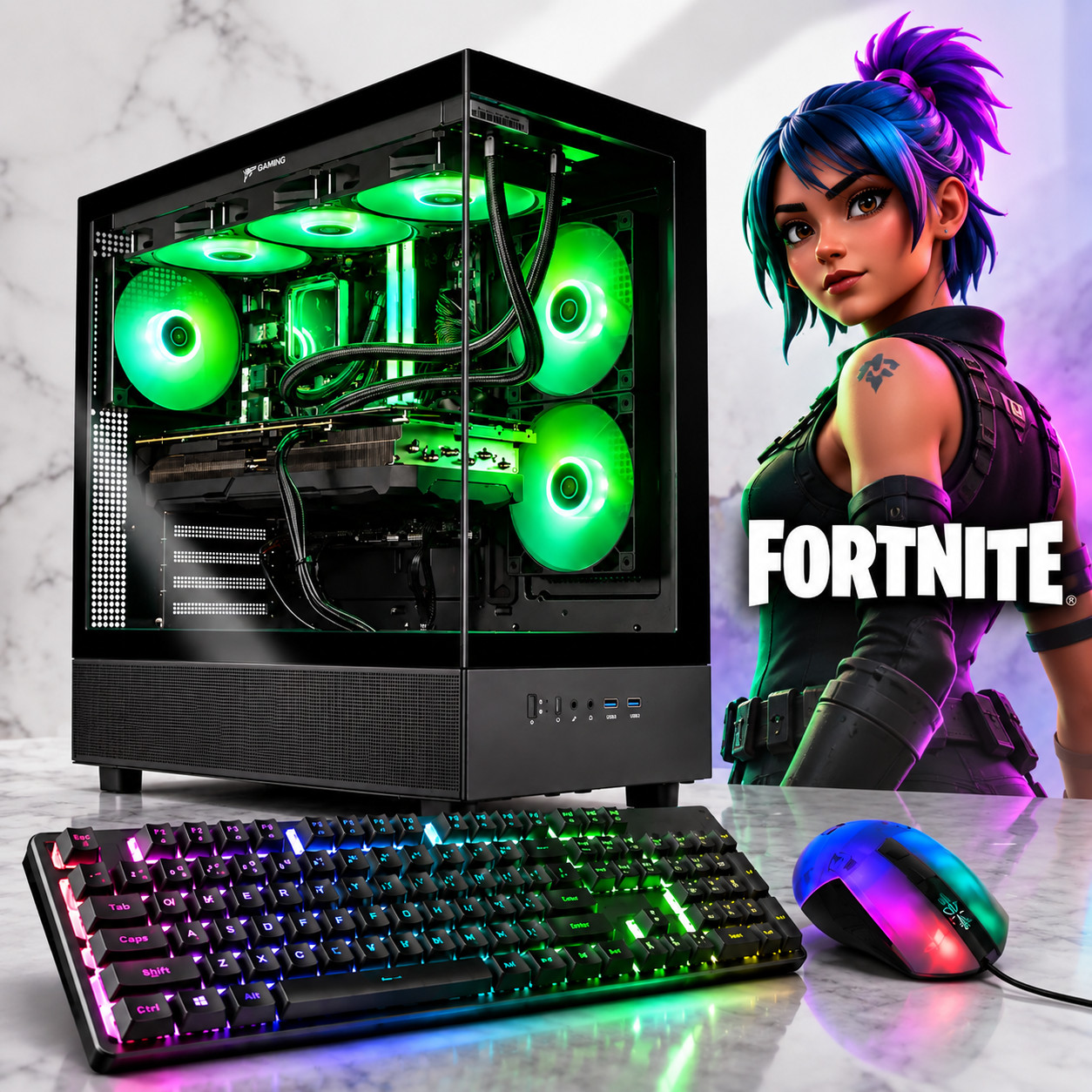 ARGB Gaming Desktop PC Intel i7-8700 16GB DDR4 512GB SSD GTX 1060 Win11 WiFi