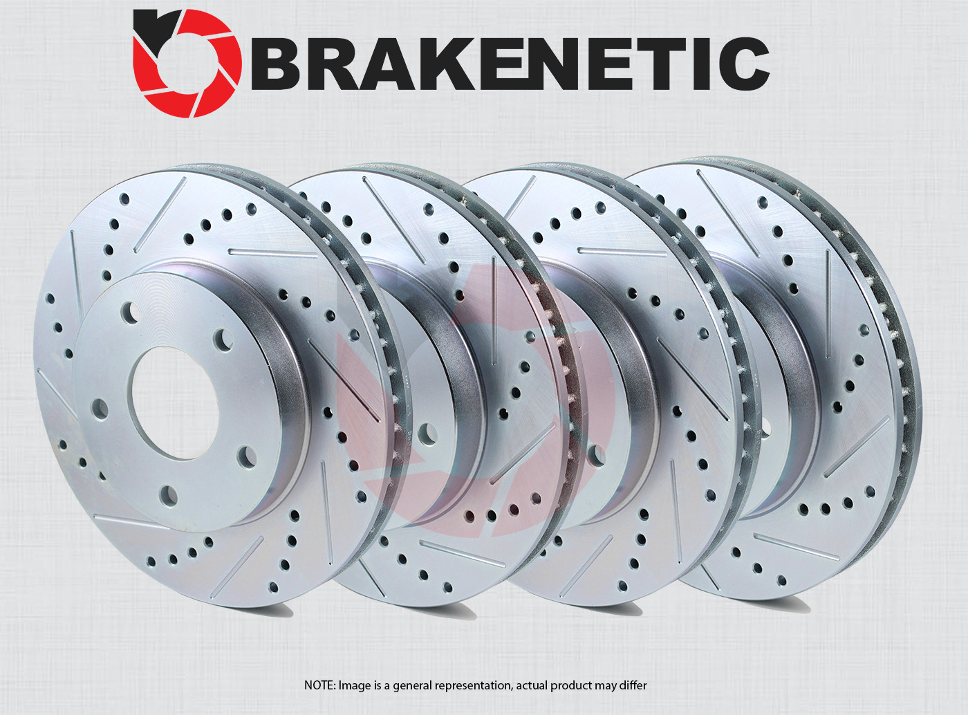 FRONT+REAR BRAKENETIC Sport Drilled Slotted Brake Disc Rotors 30.44148.11