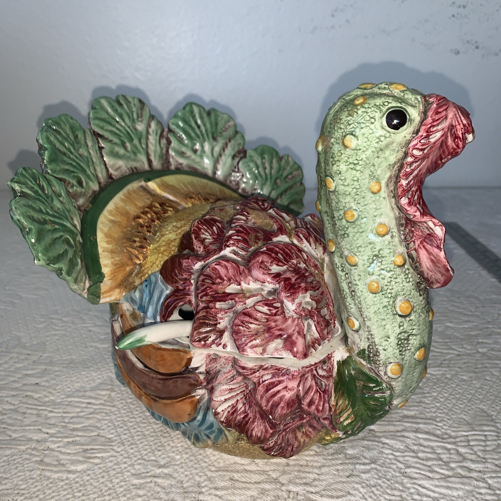 Vtg Vietri Majolica Italian Ceramic Turkey Soup Tureen with Ladle Vtg Vietri Majolica Italian Ceramic Turkey Soup Tureen with Ladle