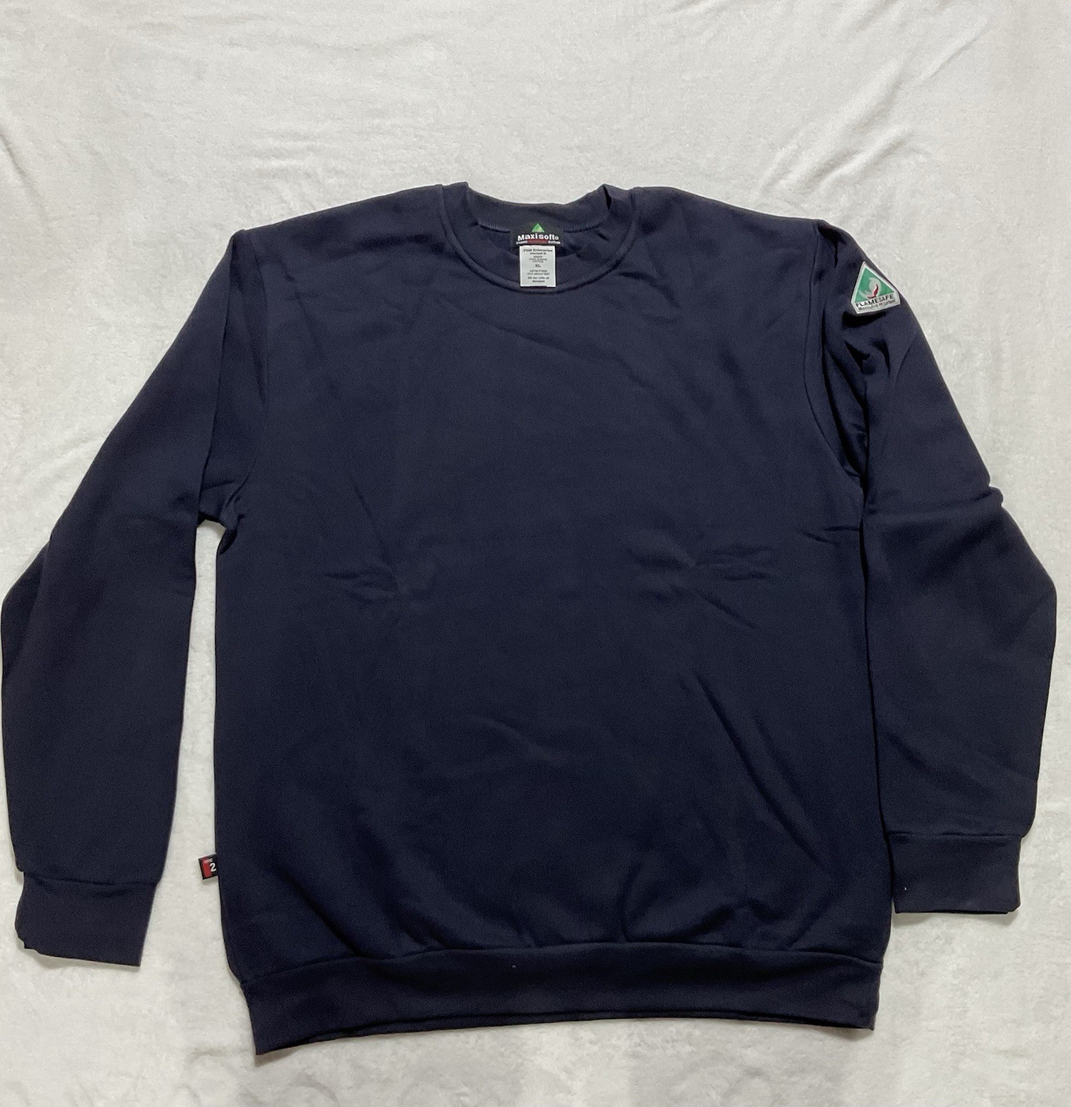 Flamesafe Maxisoft FR Sweatshirt Crewneck Navy Blue Men\'s XL Flame Resistant