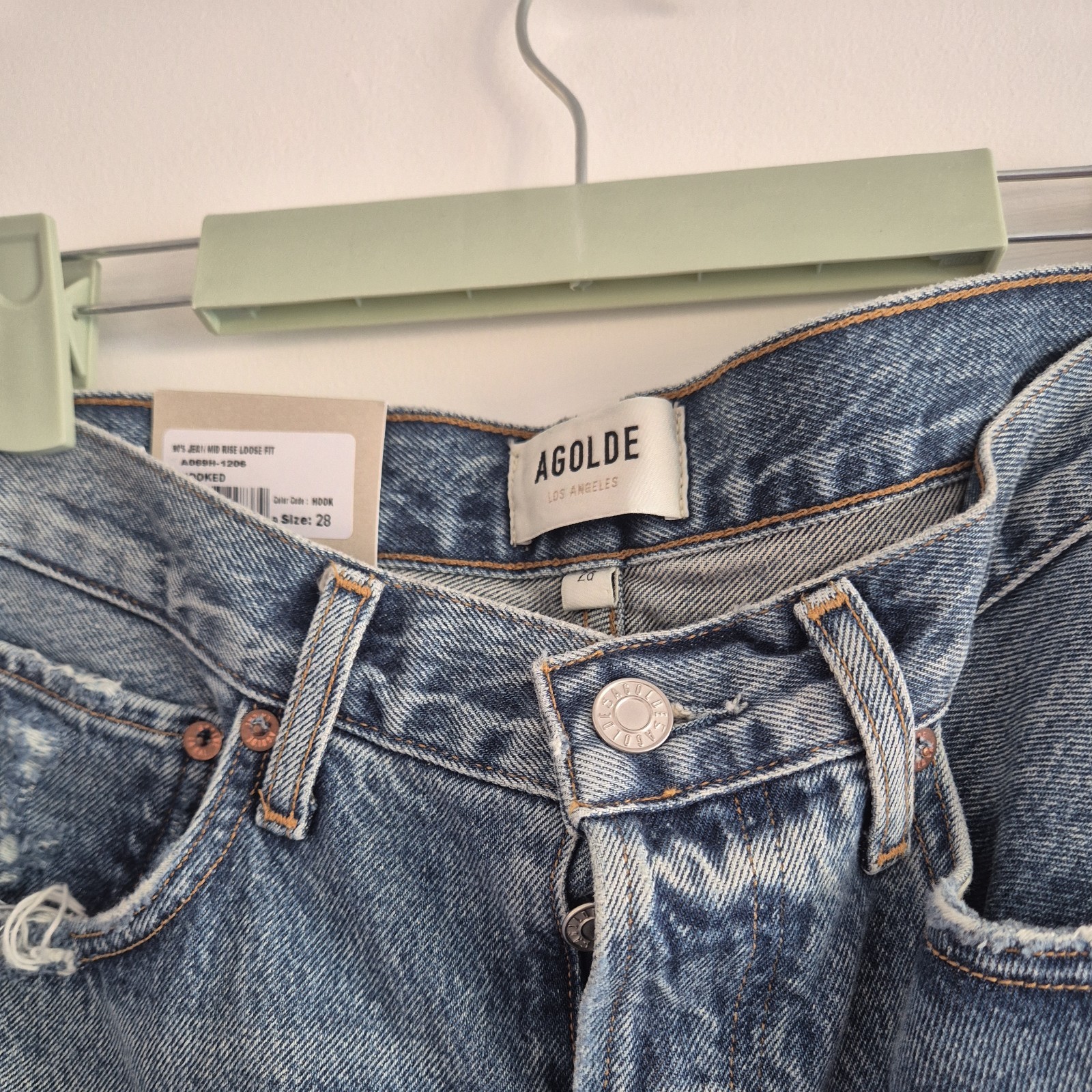 Agolde 90\'s Jeans Mid Rise Loose Fit In Bound Light Blue 28 Waist 29 Leg Bnwt