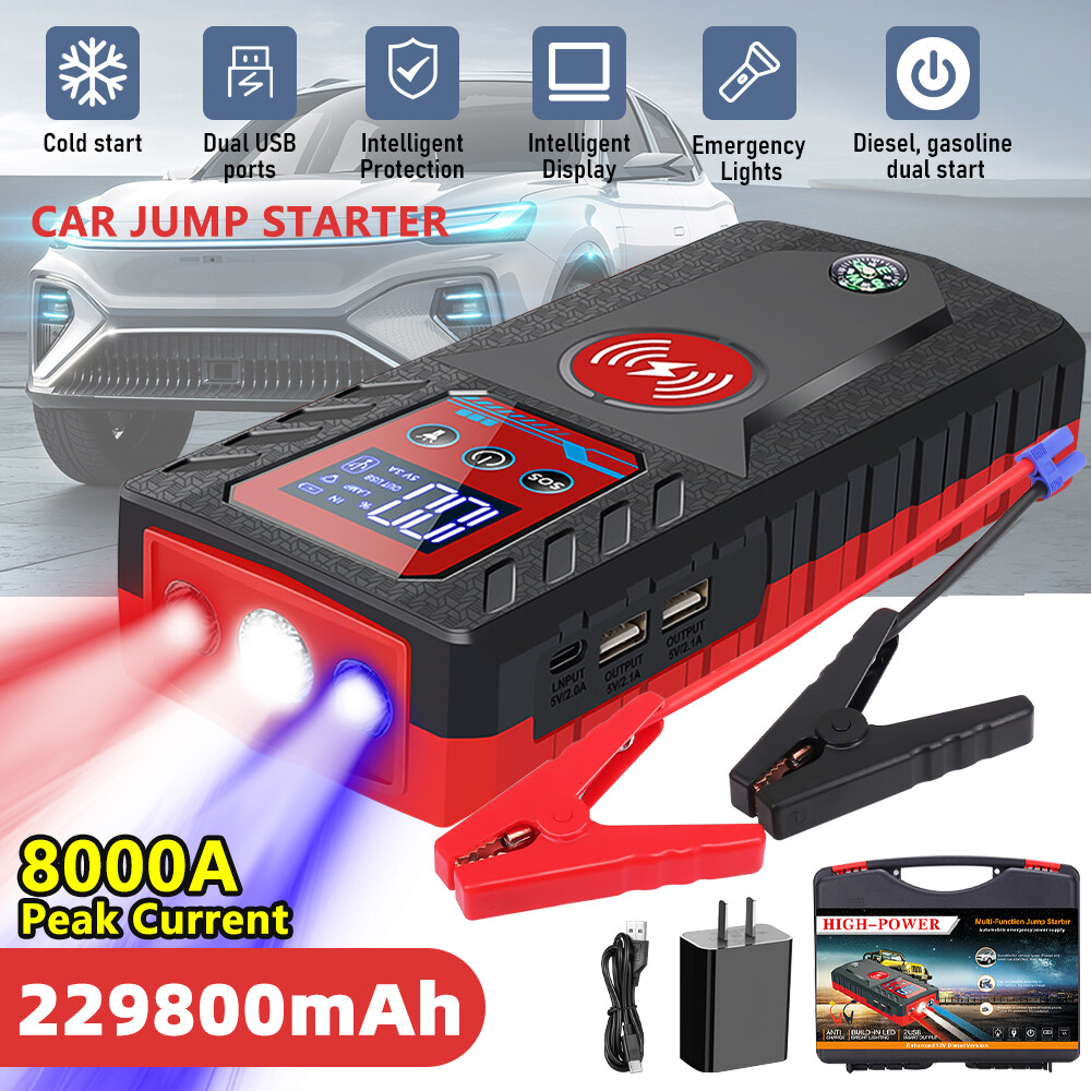 8000A 229800mAh Car Jump Starter Booster Jumper  Power Bank Battery Charger 12V