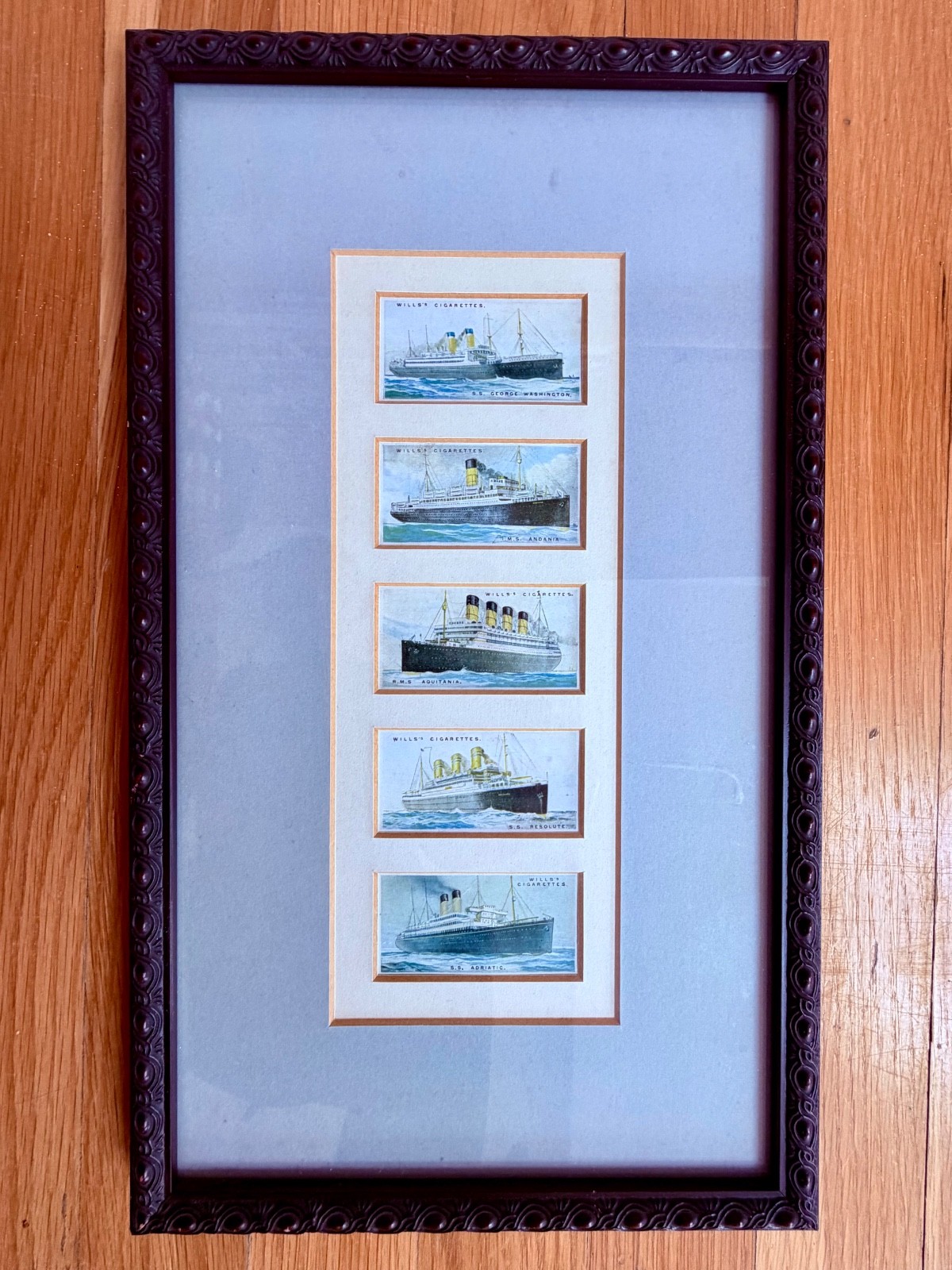 Antique Wills's Cigarettes Ocean Liner Card Collection Framed