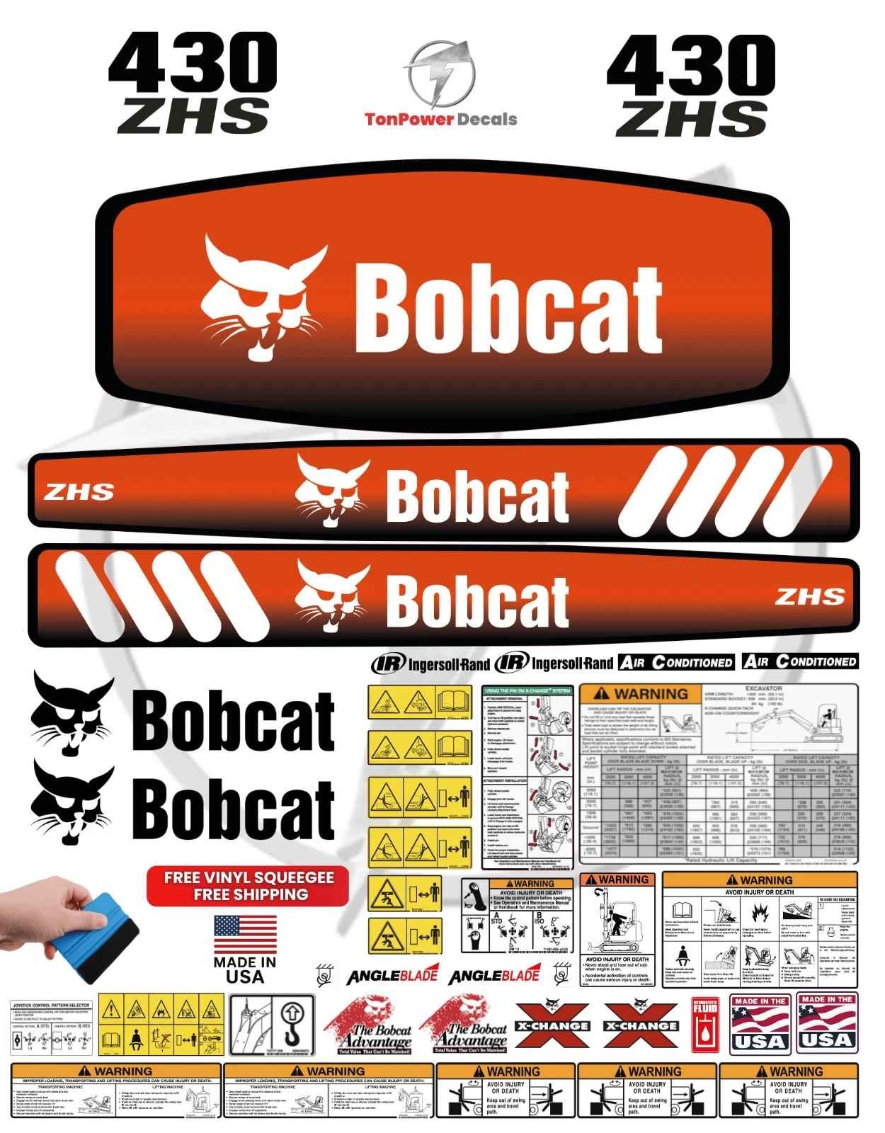 Fits Bobcat 430 ZHS Mini Excavator Decal Kit - 3M Vinyl - 