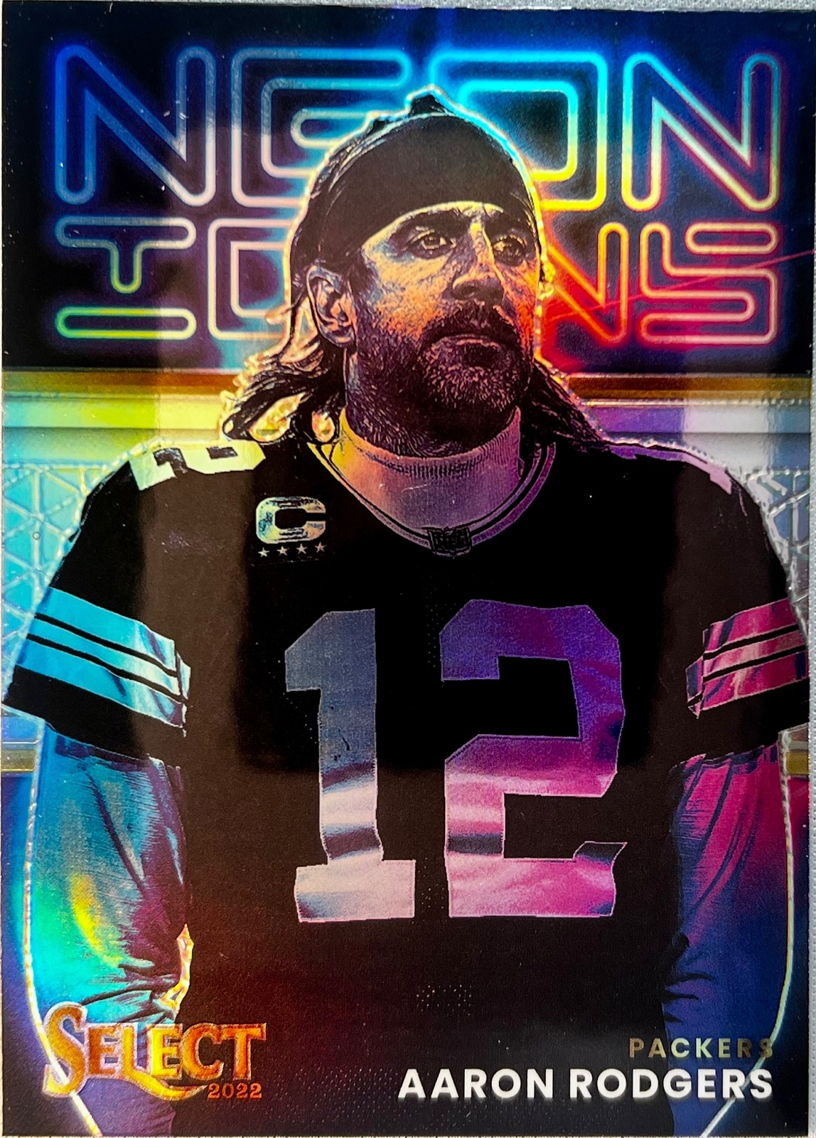 Aaron Rodgers 2022 Panini Select #NI-4 Neon Icons Aaron Rodgers 2022 Panini Select #NI-4 Neon Icons